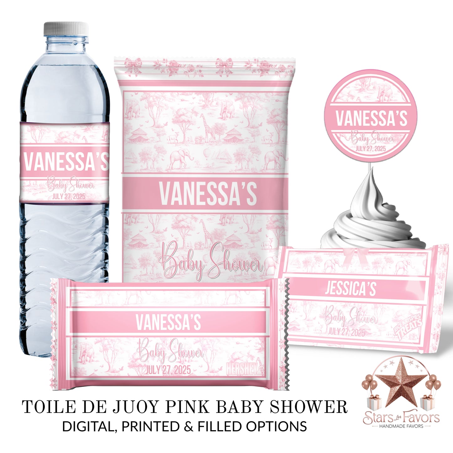 Toile De Juoy Pink Baby Shower Party Favors