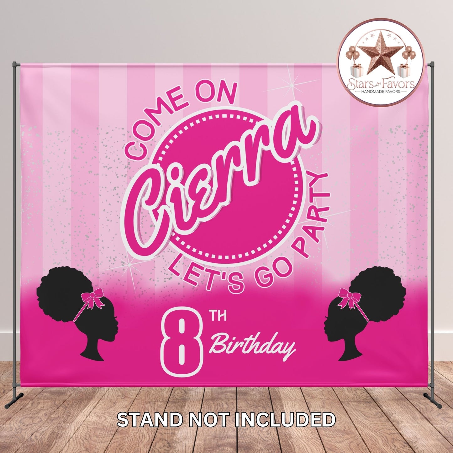 Come On Let’s Go Party Afro Doll Birthday Backdrop – Personalized with Name & Age