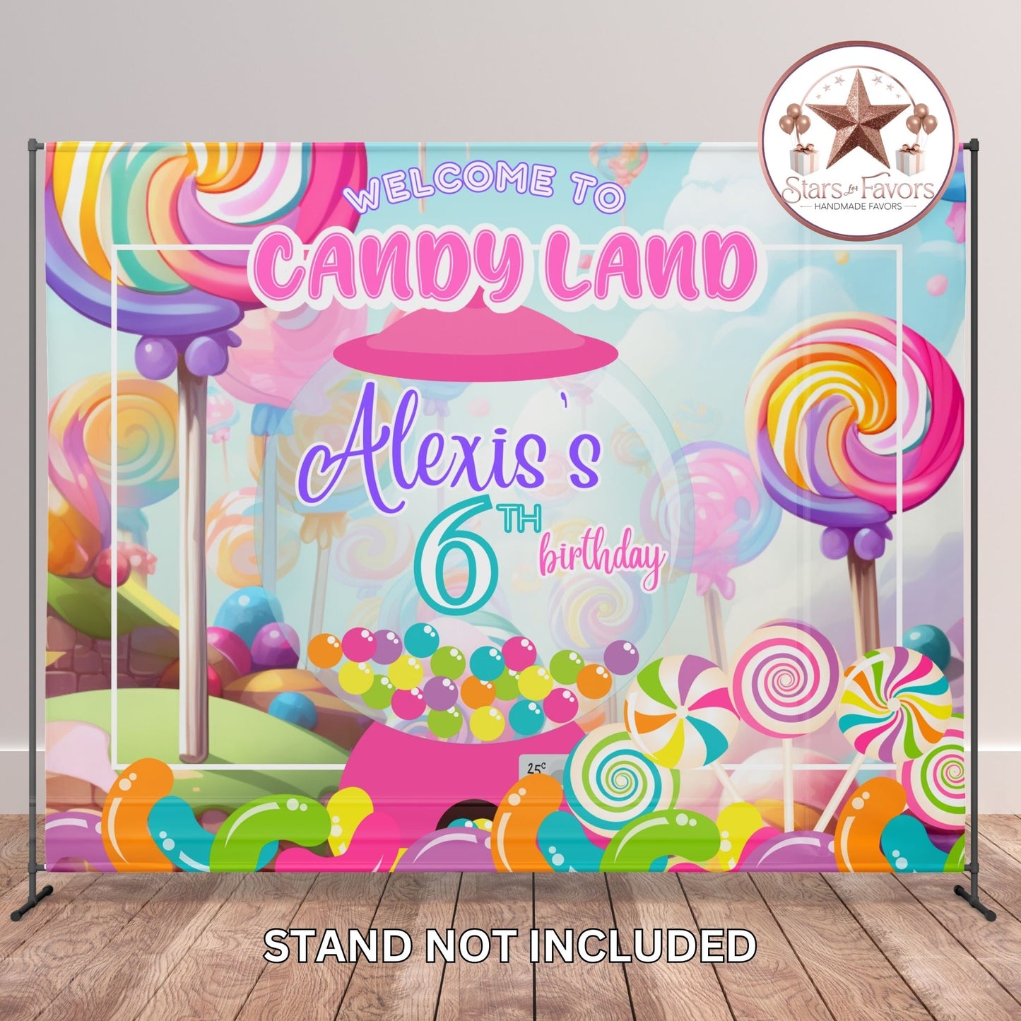 Candy Land Birthday Party Backdrop – Personalized Name & Age
