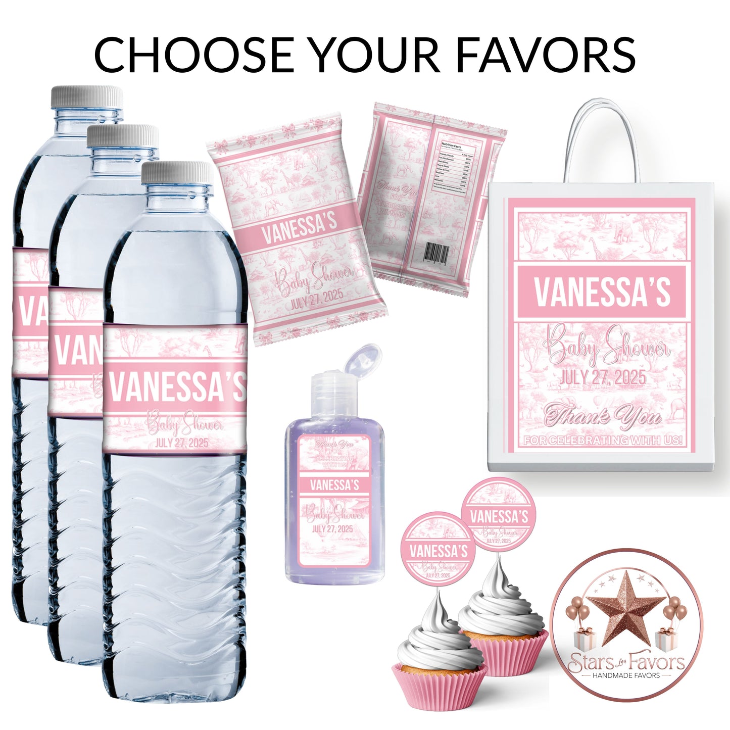 Toile De Juoy Pink Baby Shower Party Favors