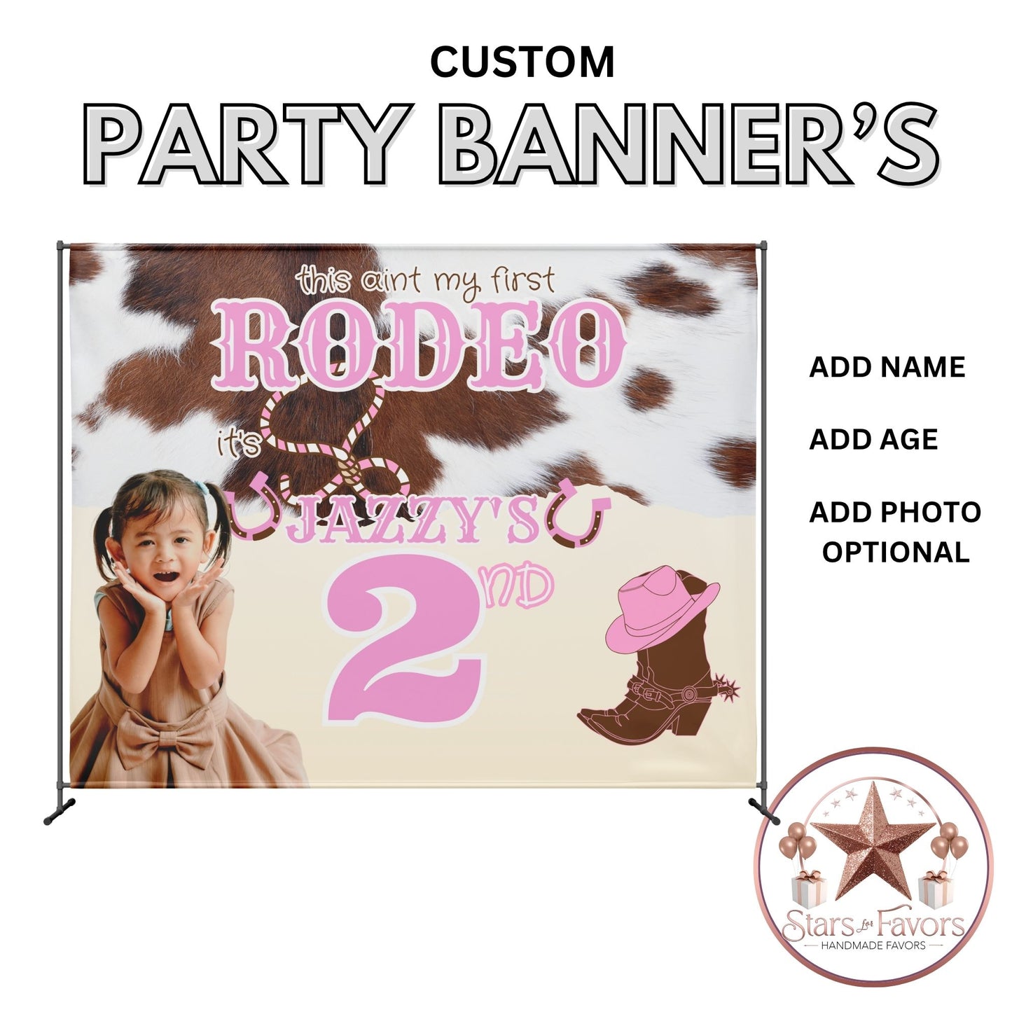 This Ain’t My First Rodeo – Custom Cowgirl Birthday Backdrop Banner
