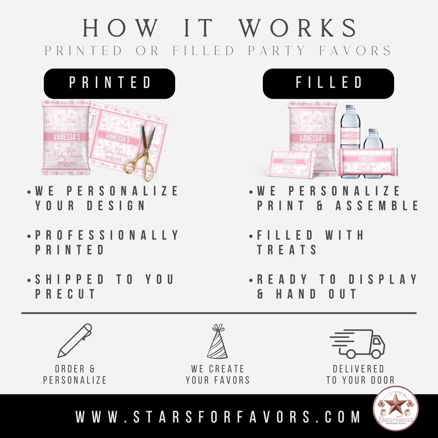 Toile De Juoy Pink Baby Shower Party Favors