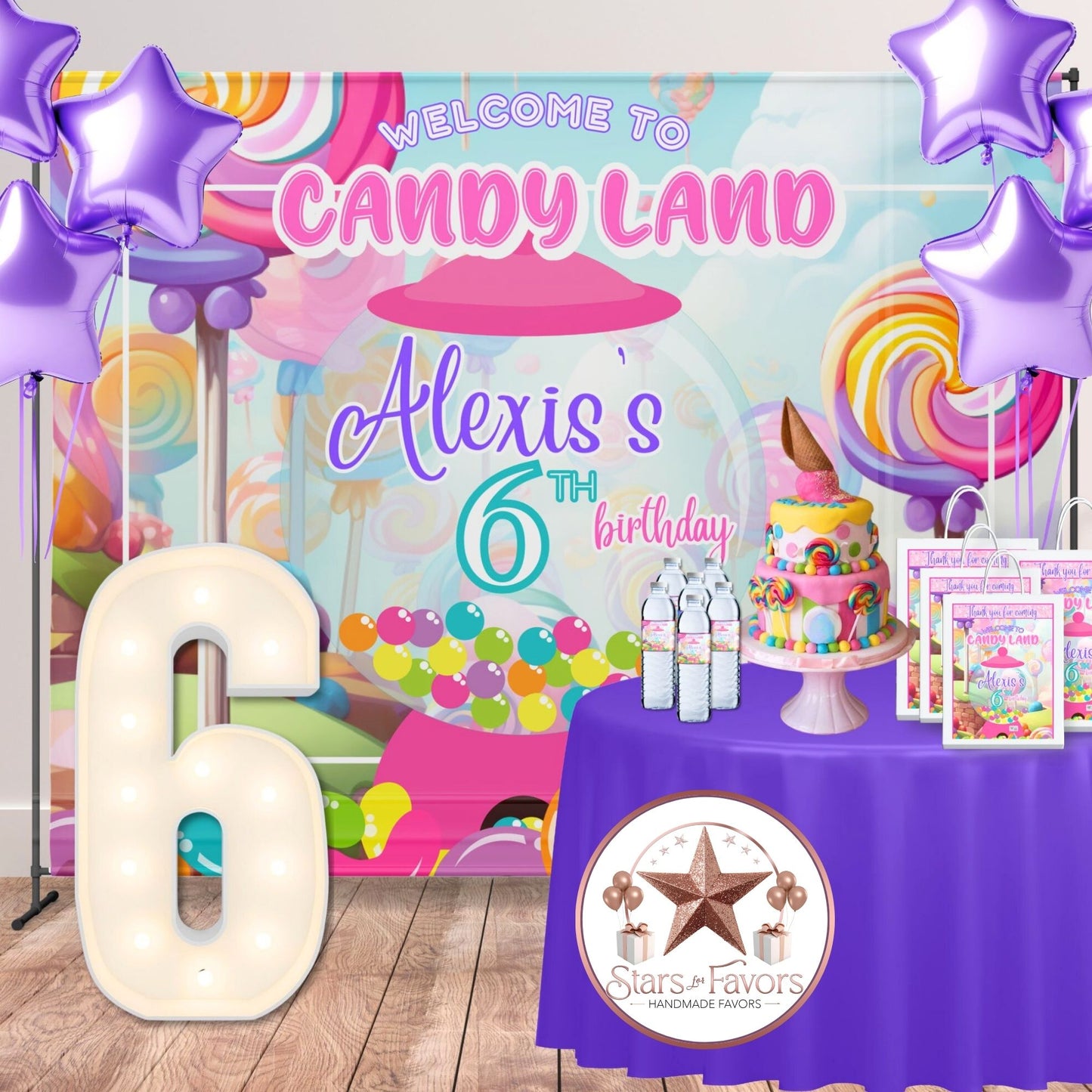 Candy Land Birthday Party Backdrop – Personalized Name & Age