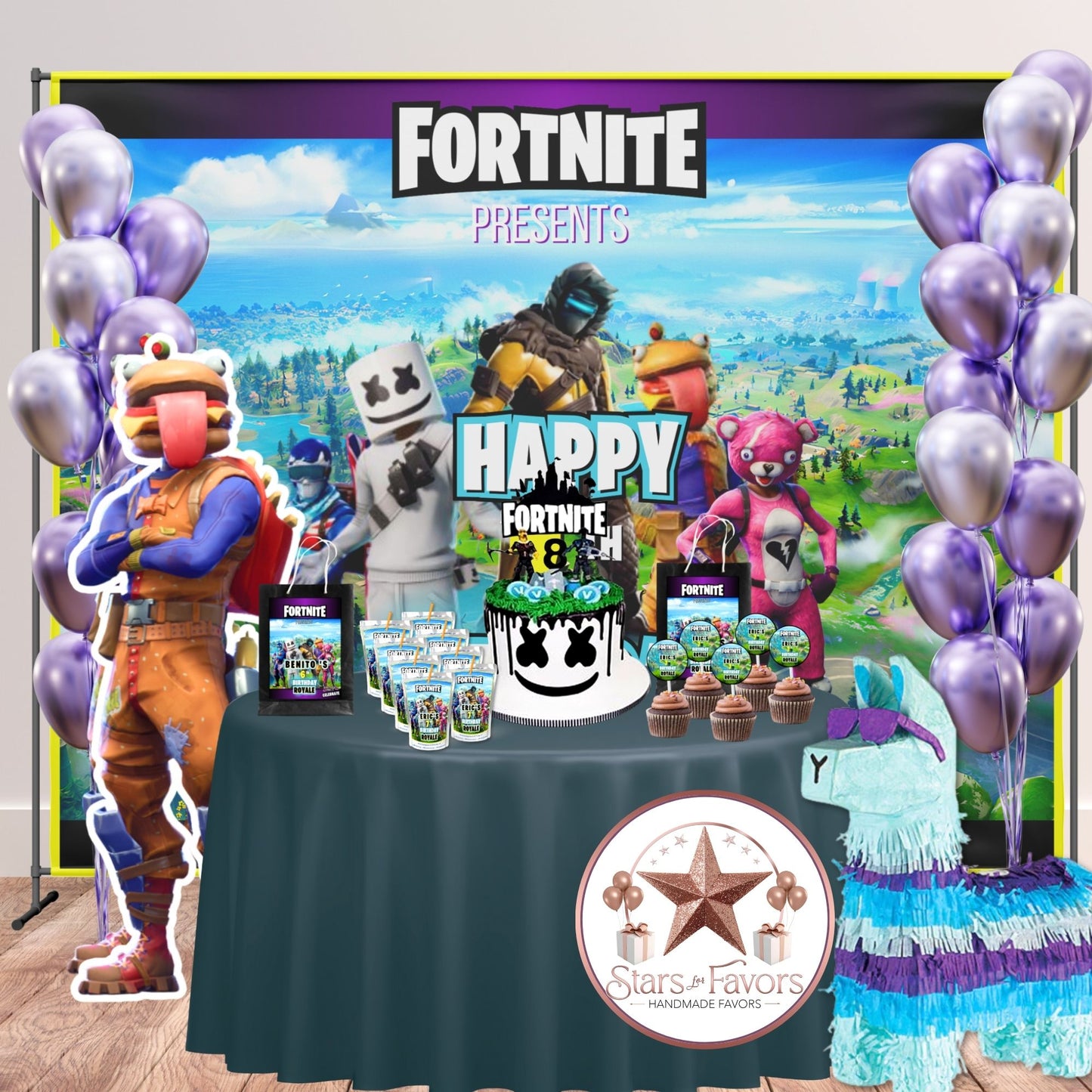 Fortnite Birthday Party Backdrop Banner โ Custom Name, Age & Optional Photo