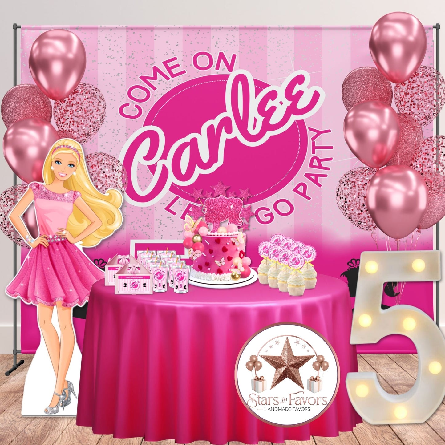 Come On Let’s Go Party Doll Birthday Backdrop – Personalized with Name & Age