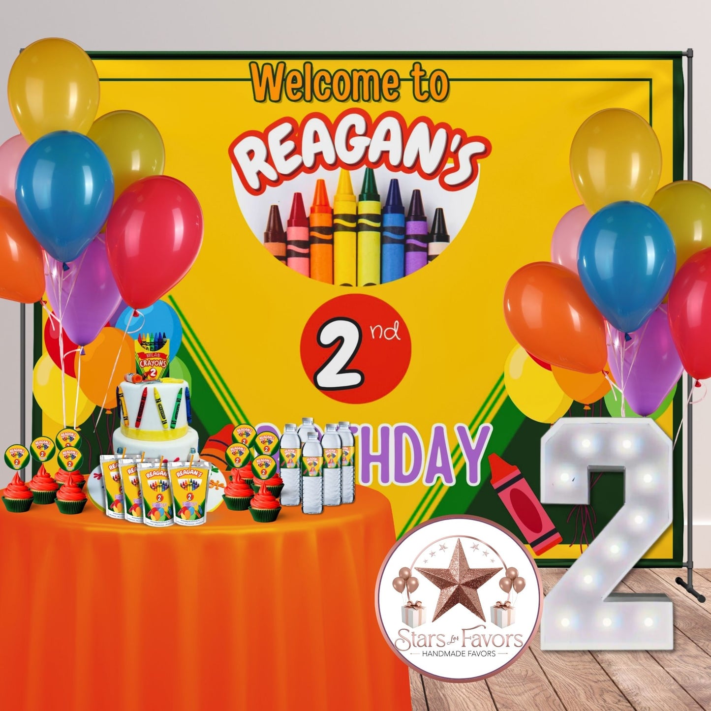 Crayon Birthday Theme Custom Banner โ Personalized Name & Age