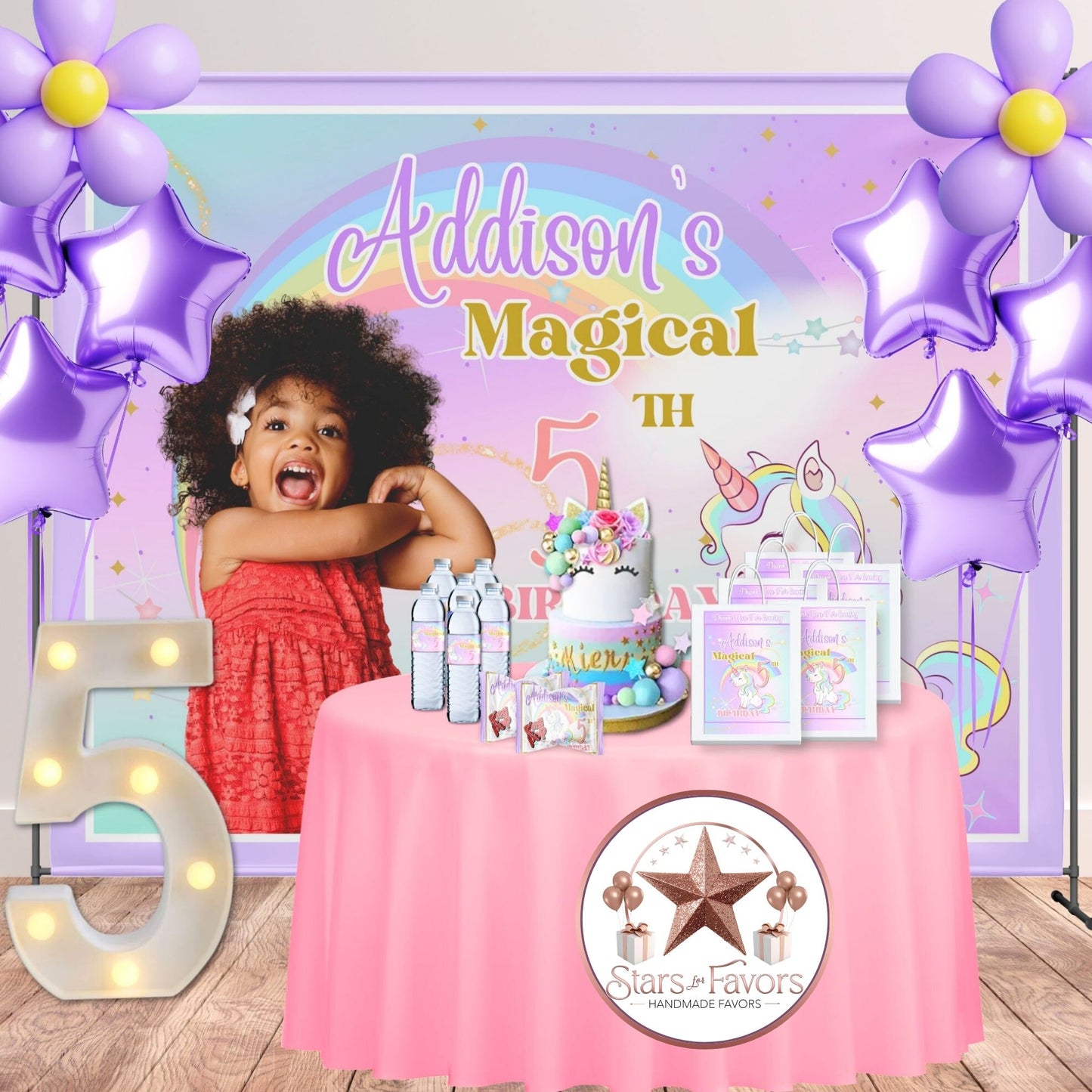 ✨ Magical Unicorn Rainbow Birthday Backdrop – Custom Party Banner ✨