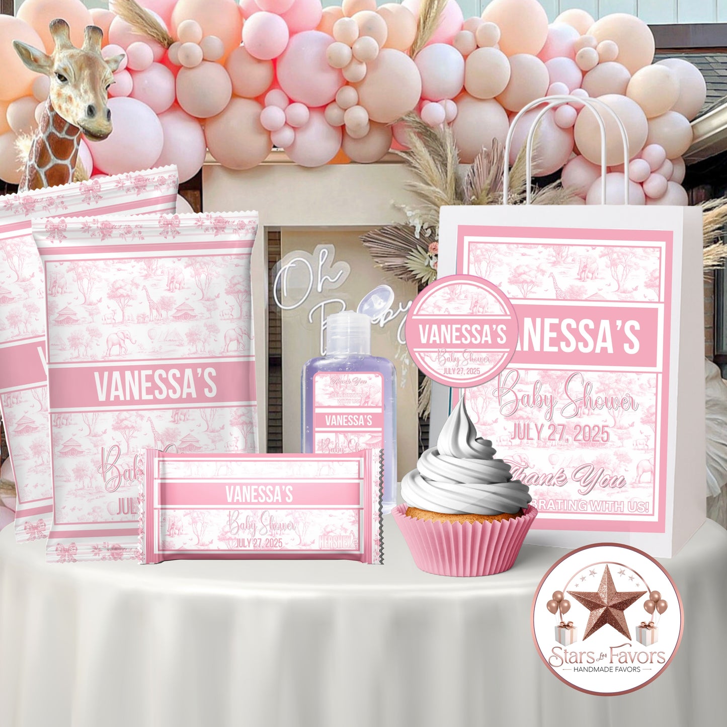 Toile De Juoy Pink Baby Shower Party Favors