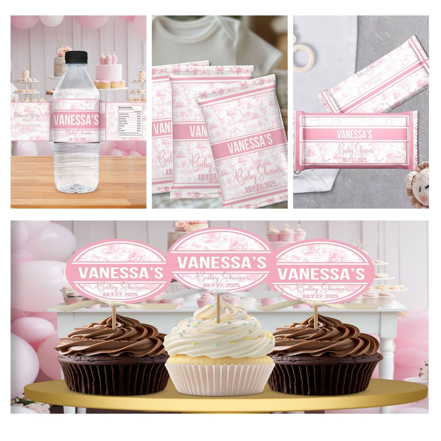 Toile De Juoy Pink Baby Shower Party Favors