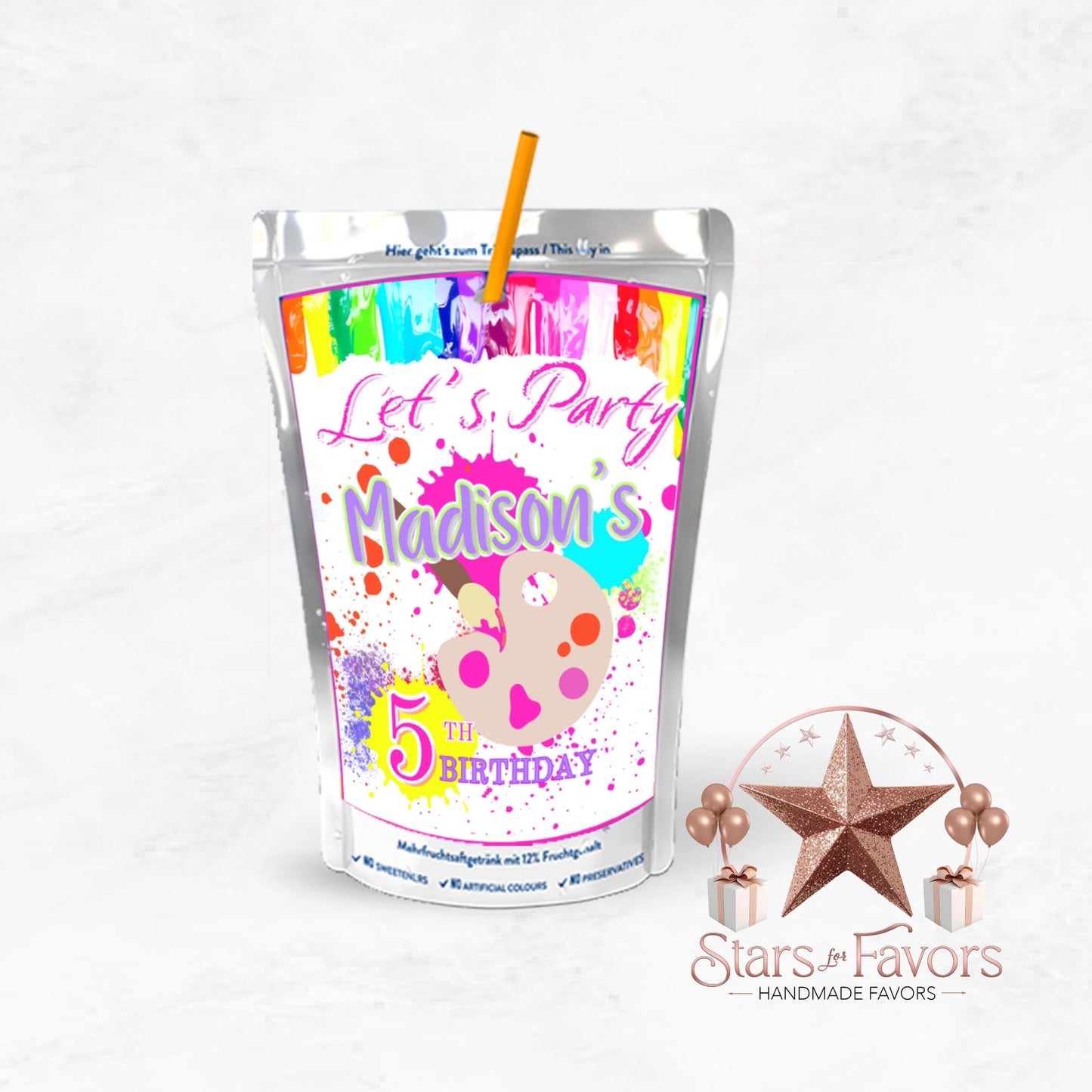 Let's Paint Party Custom Juice Pouch