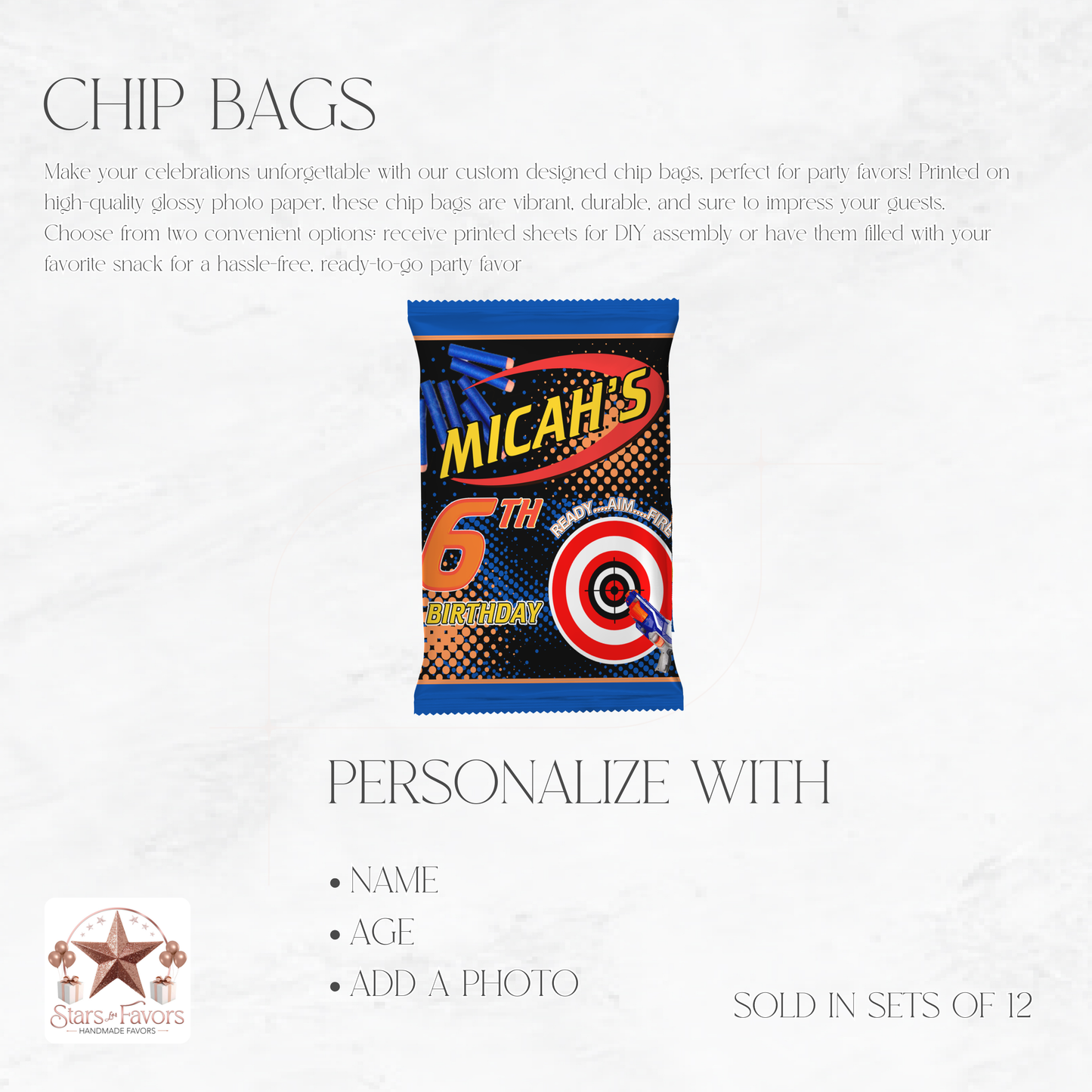 Nerf Ready Aim Fire Custom Chip Bags