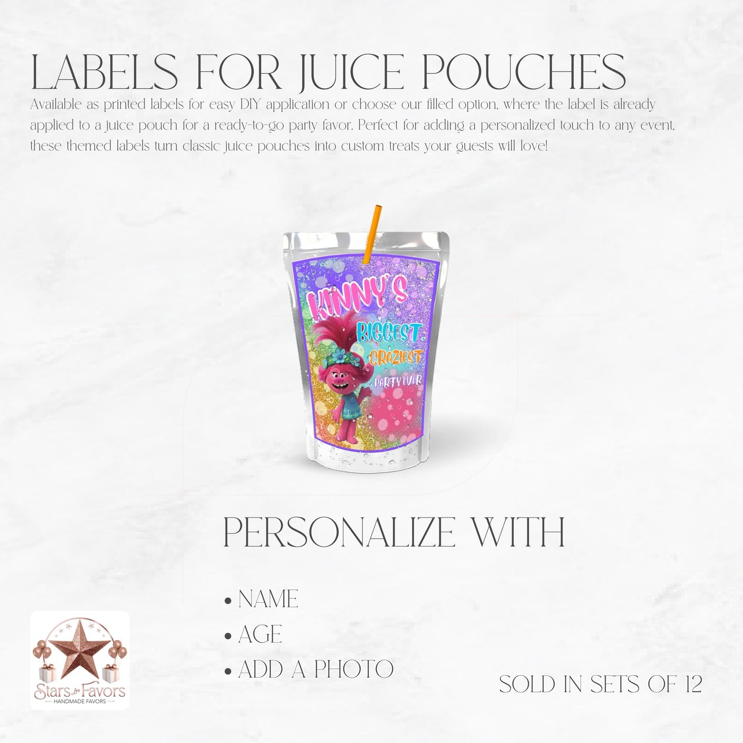 Trolls Craziest Party Custom Juice Pouch
