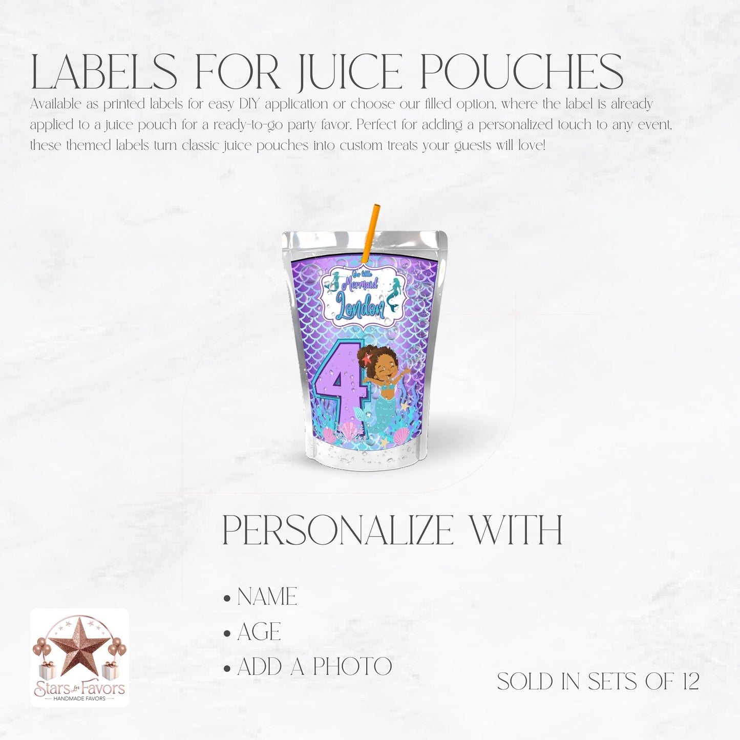 Our Little Mermaid Custom Juice Pouch