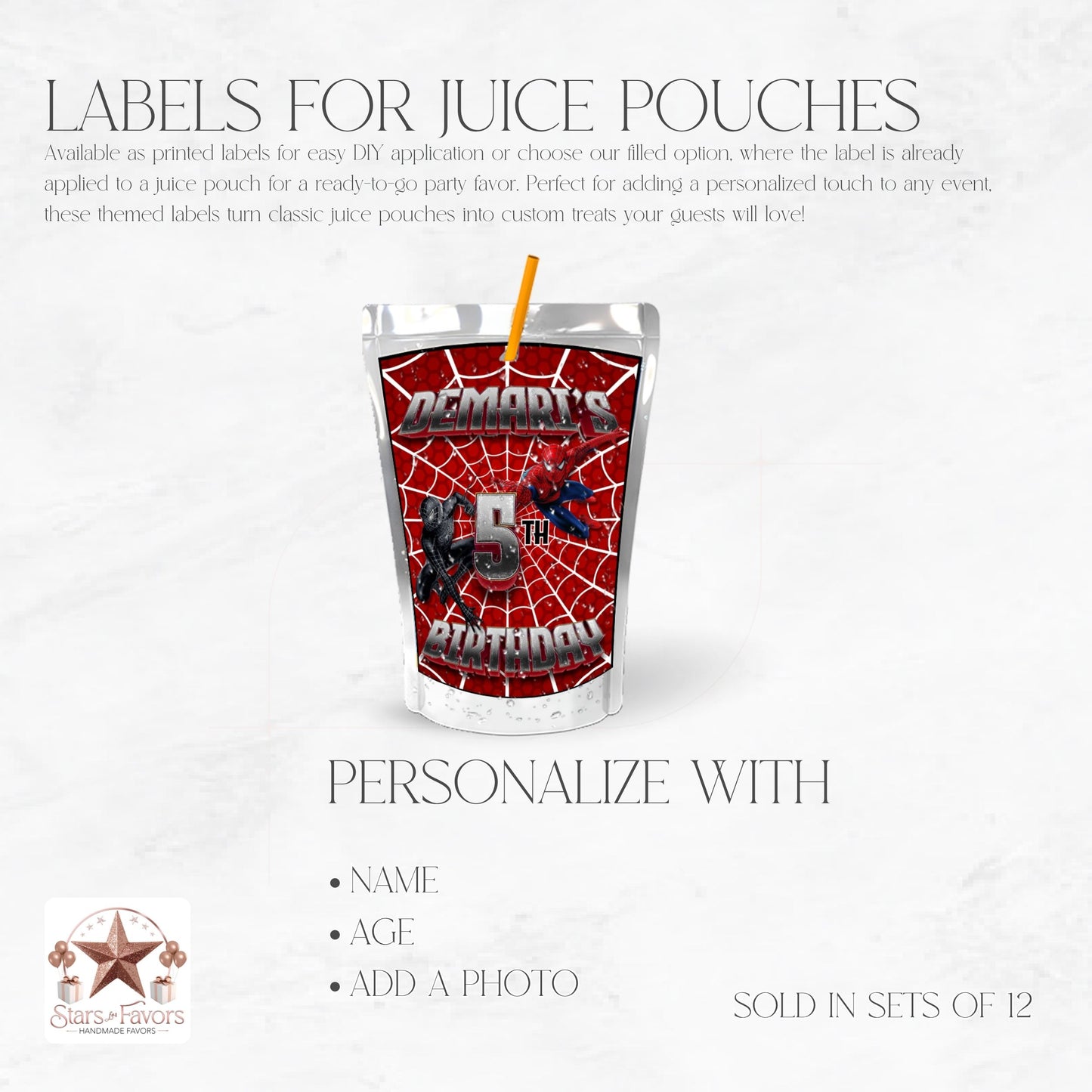 Spiderman Vs Venom Juice Pouch Label