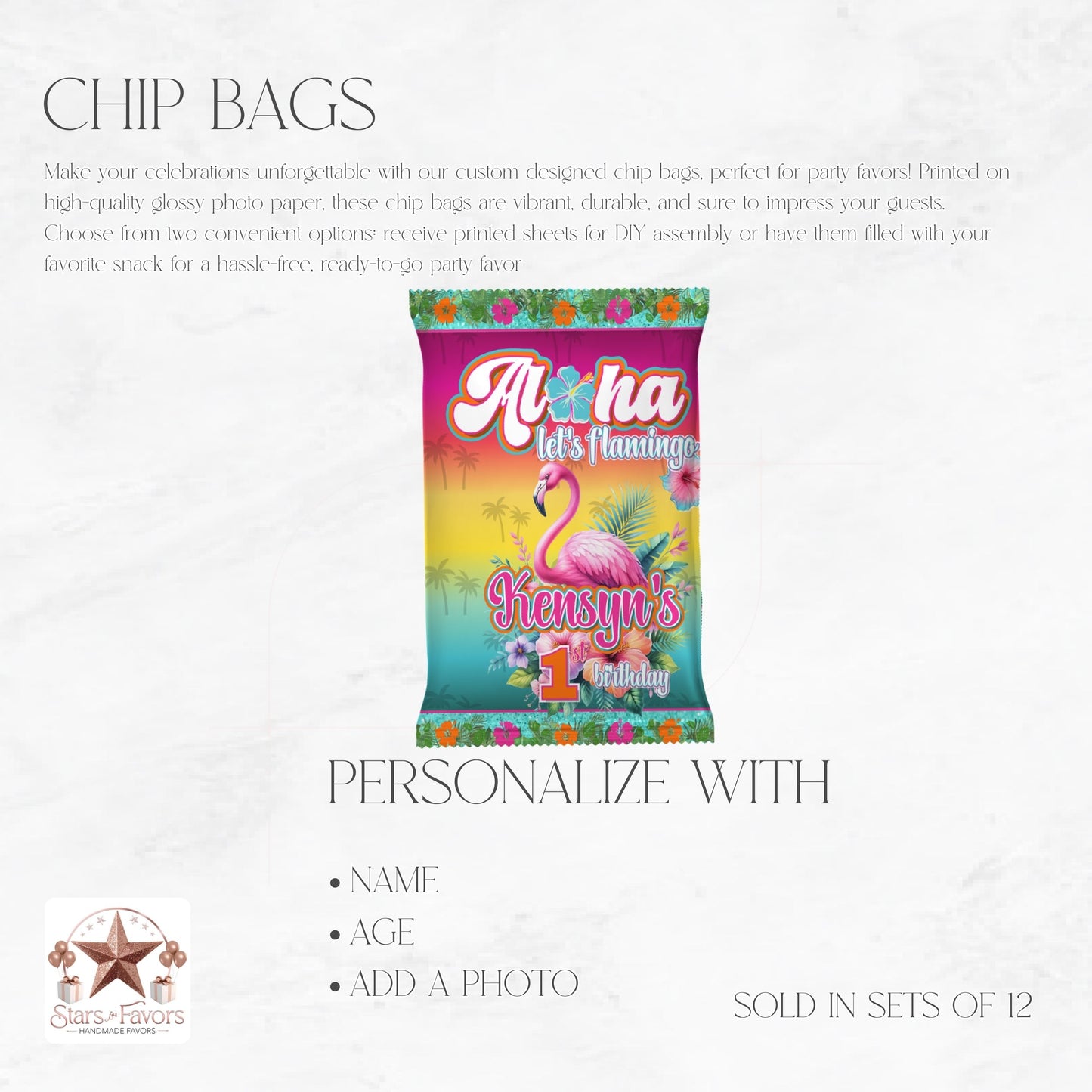Aloha Let's Flamingo Custom Chip Bag