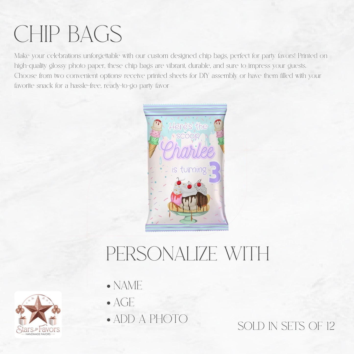 Here's The Scoop Ice Cream Custom Chip Bags