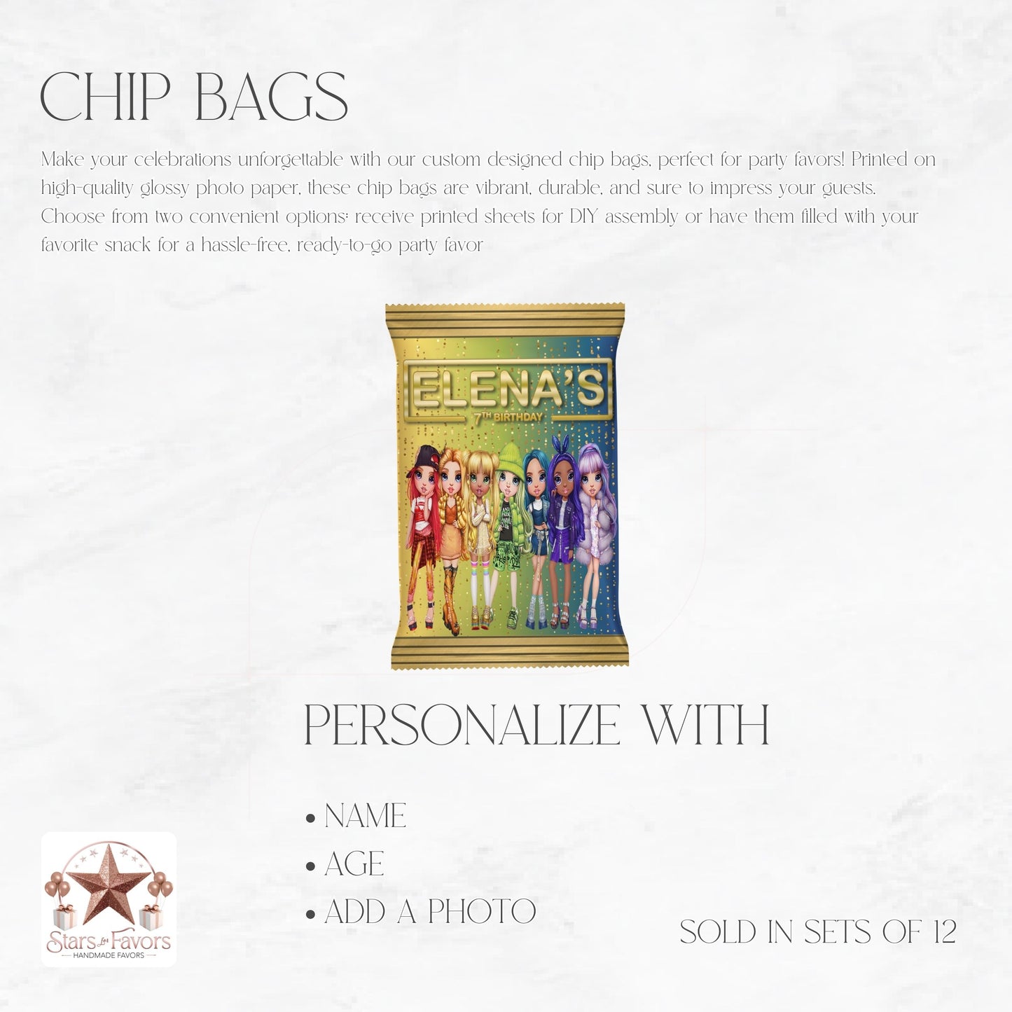 Rainbow High Dolls Custom Chip Bags