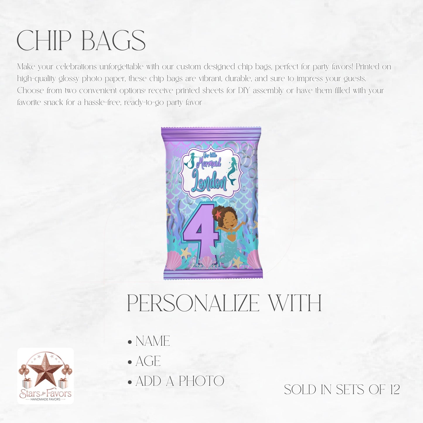 Our Little Mermaid Custom Chip Bags