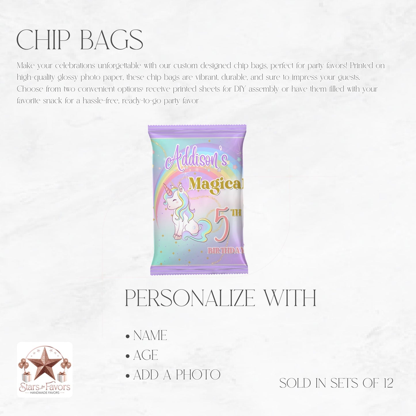 Magical Unicorn Custom Chip Bags