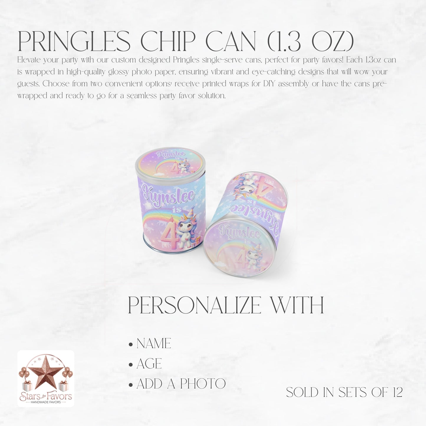 Rainbow Sparkle Unicorn Pringles Chip Can