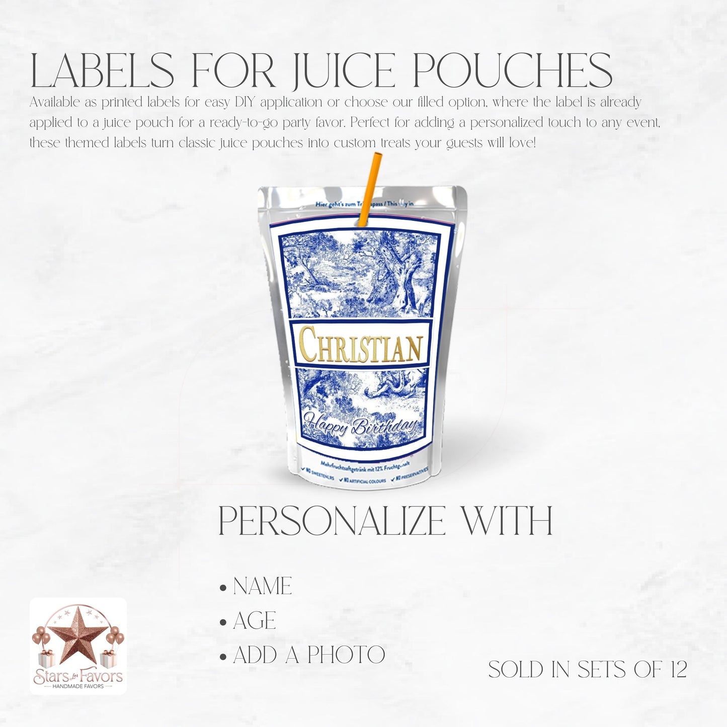Toile Du Juoy Classic Blue Custom Juice Pouch