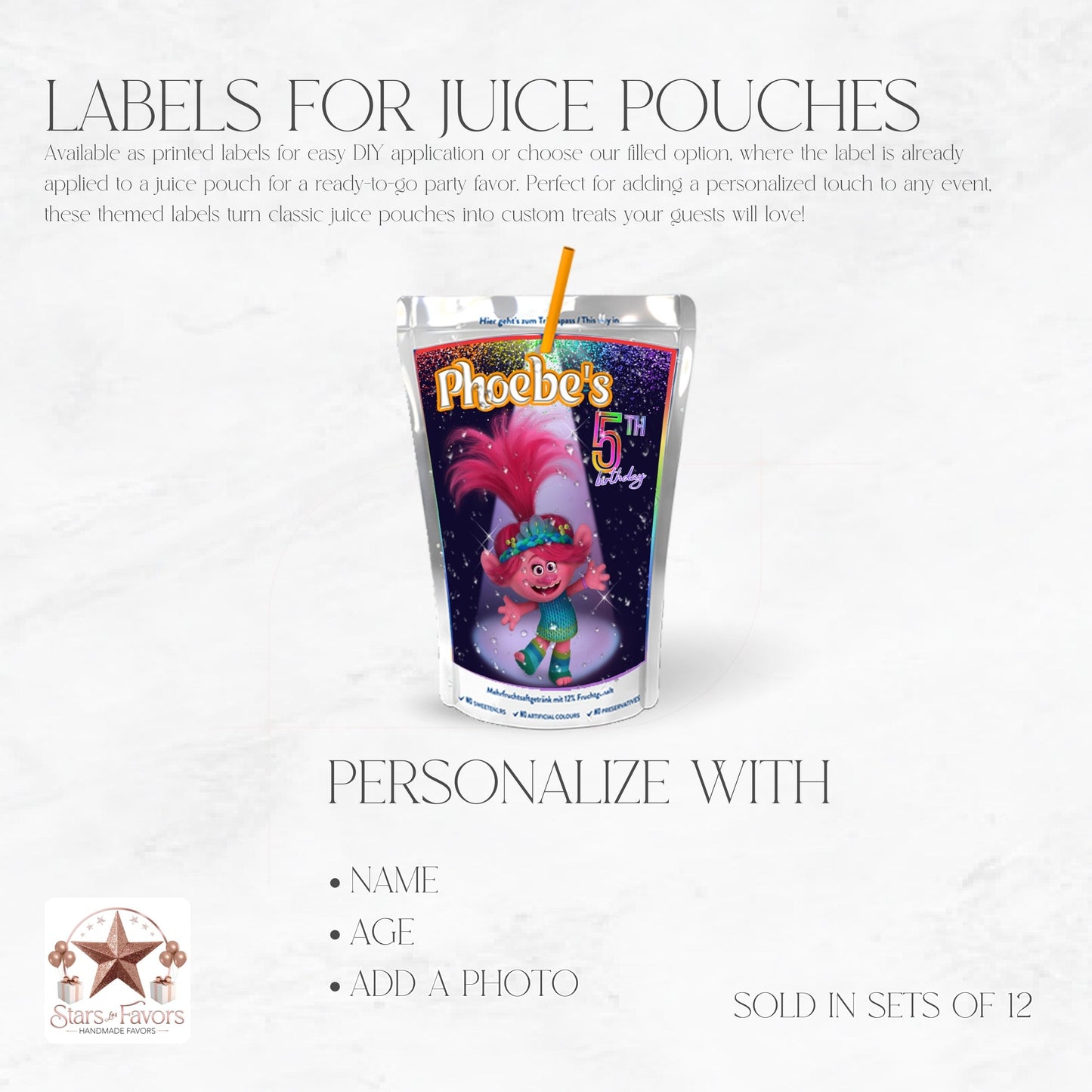 Trolls Band Together Juice Pouch Party Favors