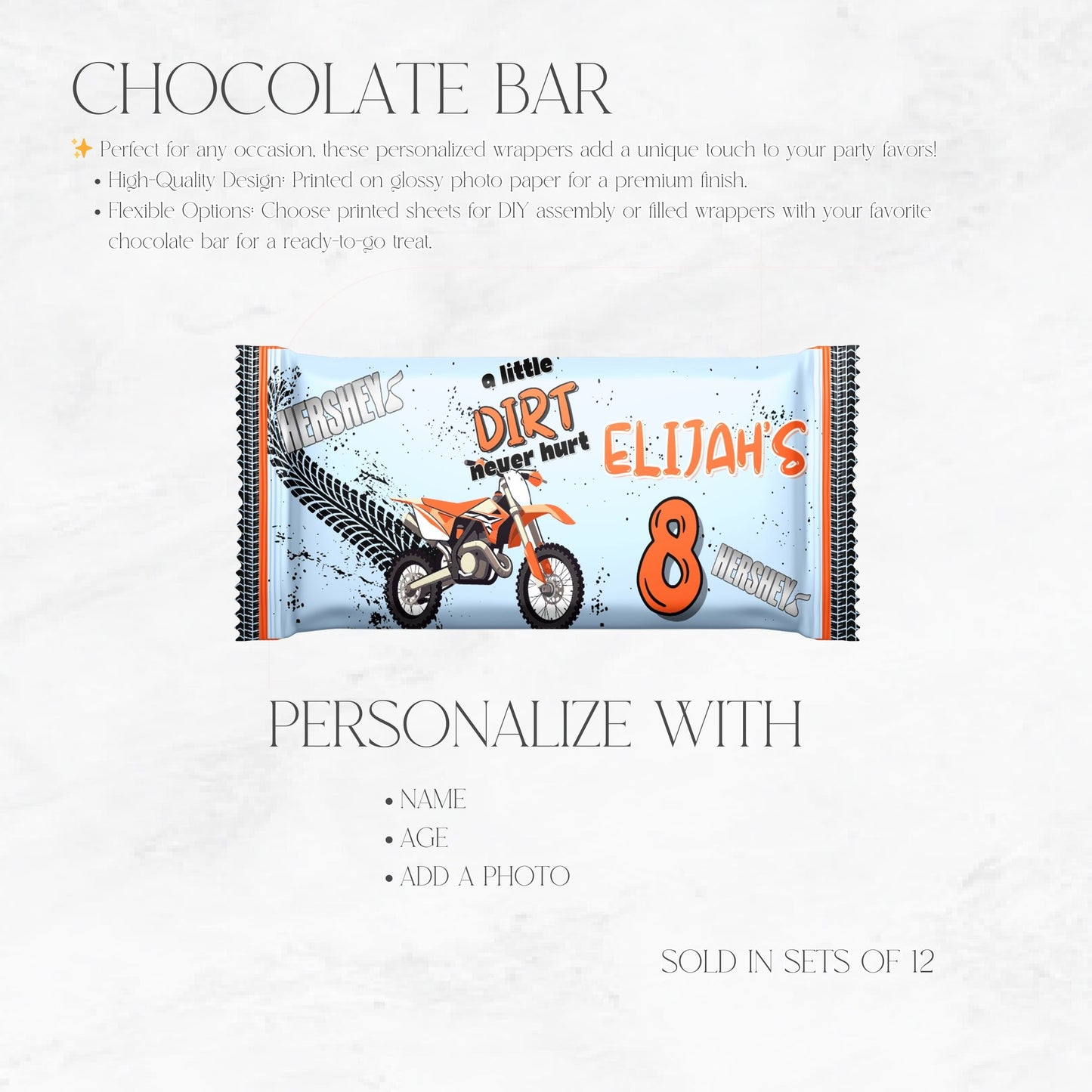 A Little Dirt Never Hurt Chocolate Bar Wrappers