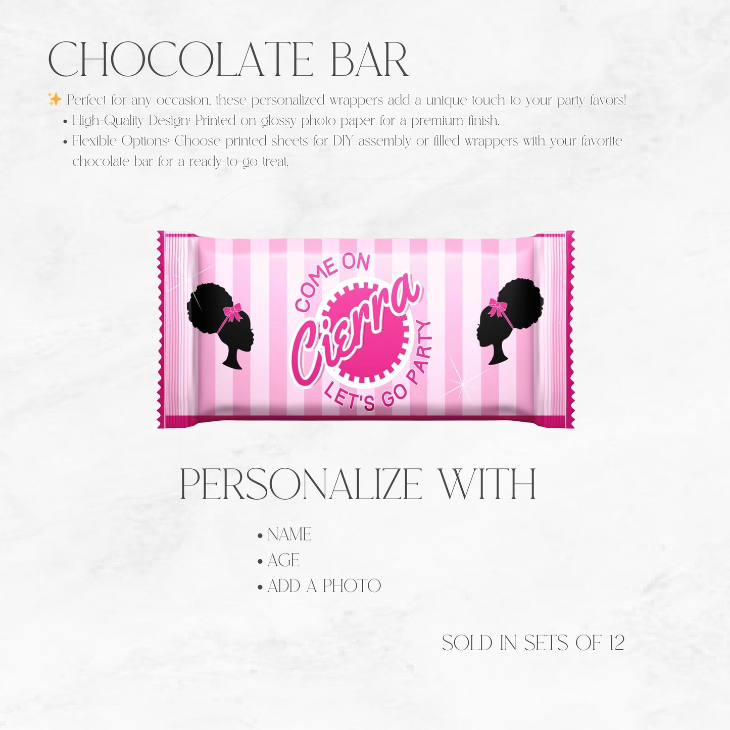 Afro Barbie Doll Chocolate Bar Wrappers