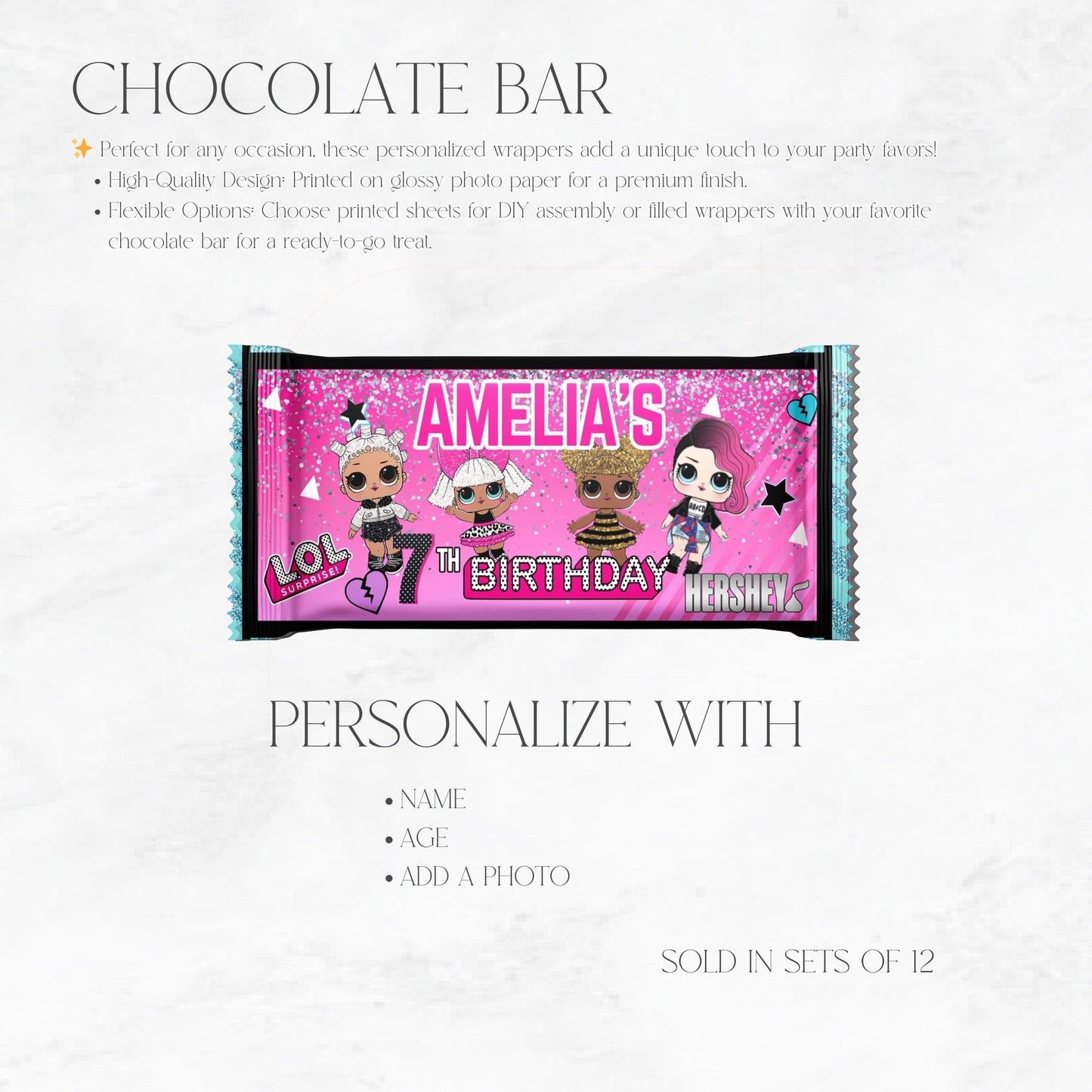 LOL Dolls Chocolate Bar Wrappers