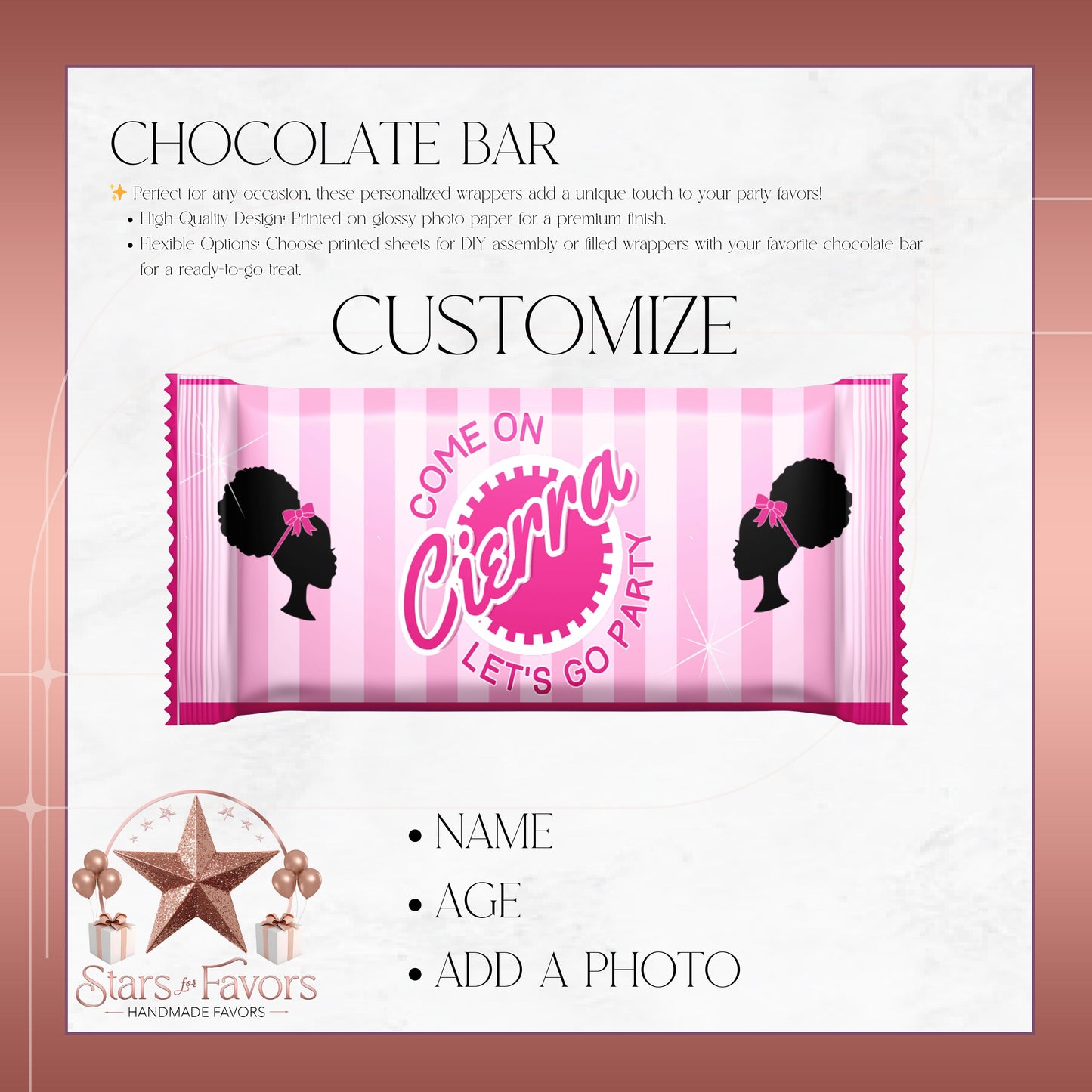 Afro Barbie Doll Chocolate Bar Wrappers