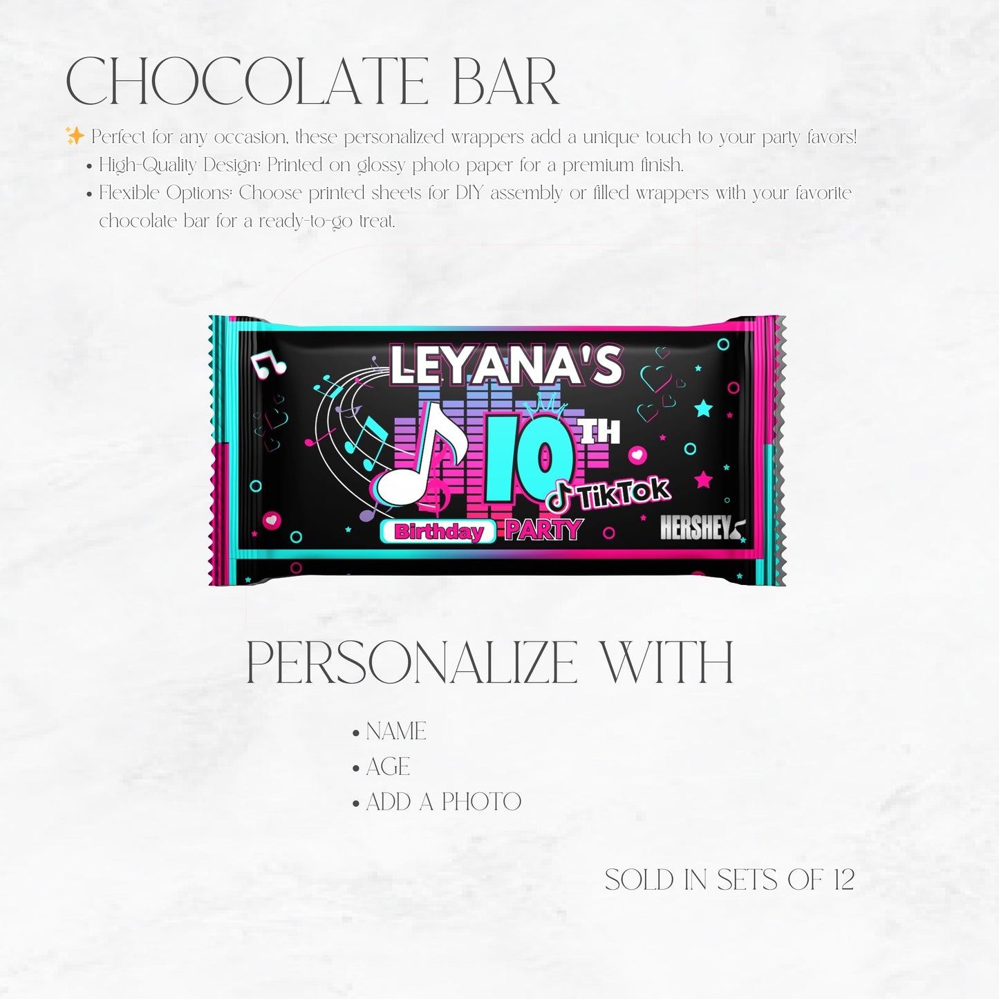 TikTok Party Hershey Chocolate Bar Favors