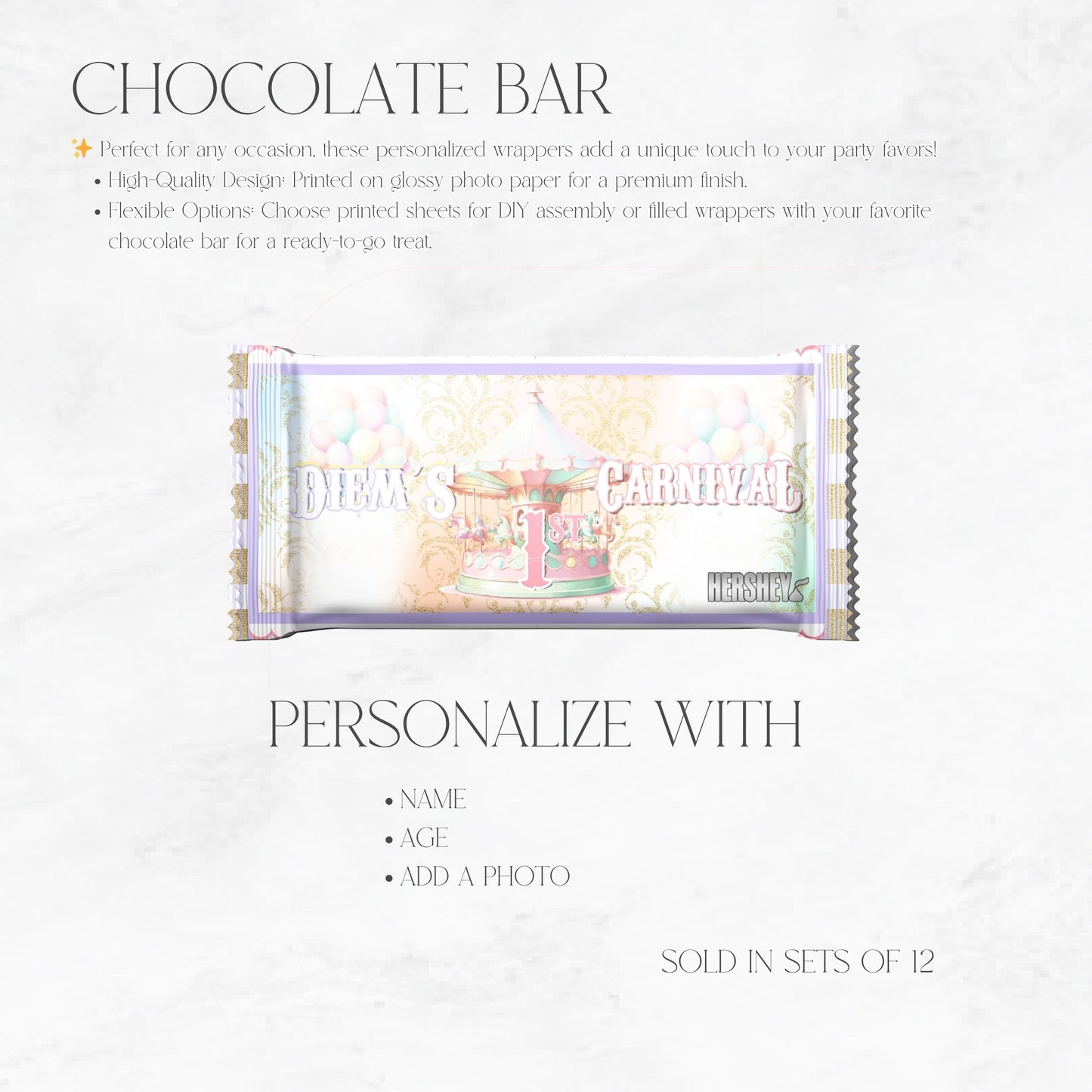 Pastel Carnival Hershey Chocolate Bar