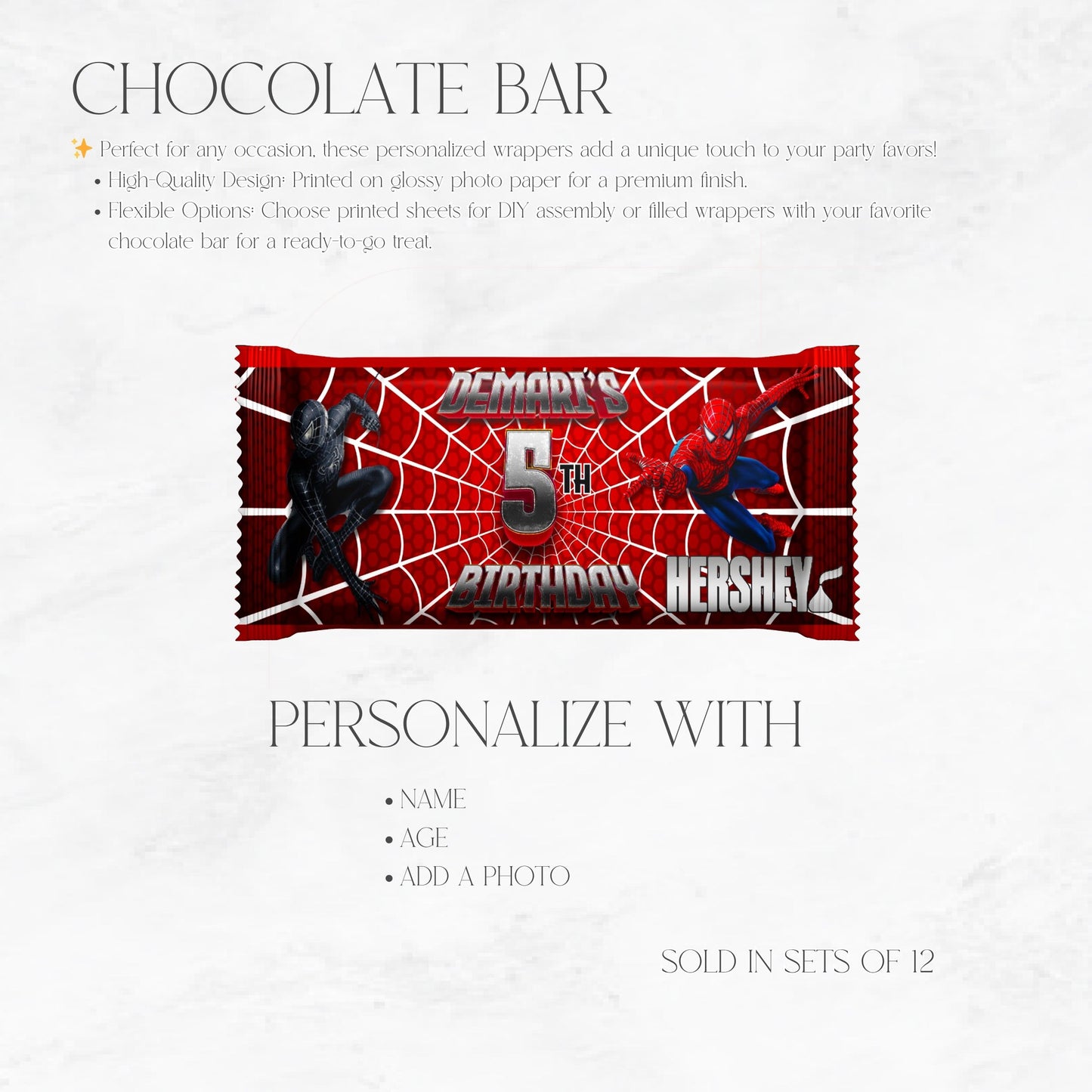 Spiderman Vs Venom Hershey Chocolate Bar