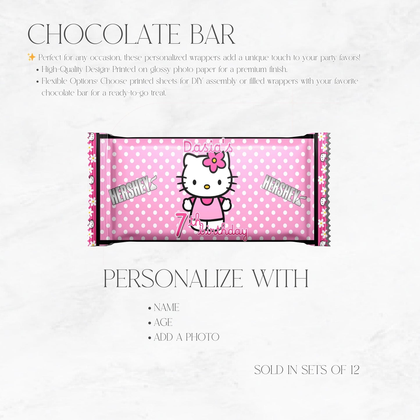 Kitty Custom Chocolate Bar Wrapper