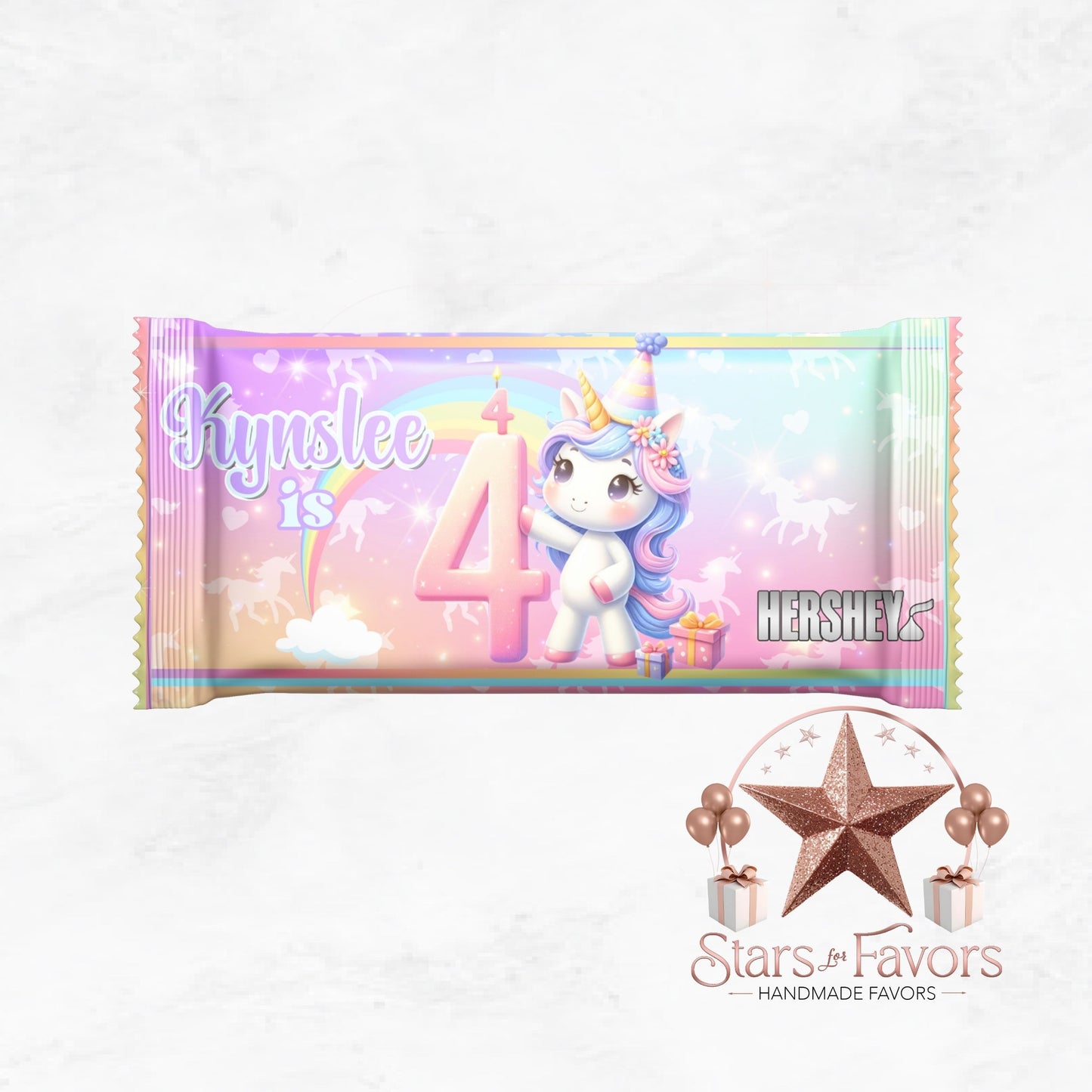 Rainbow Sparkle Unicorn Hershey Chocolate Bar Wrappers