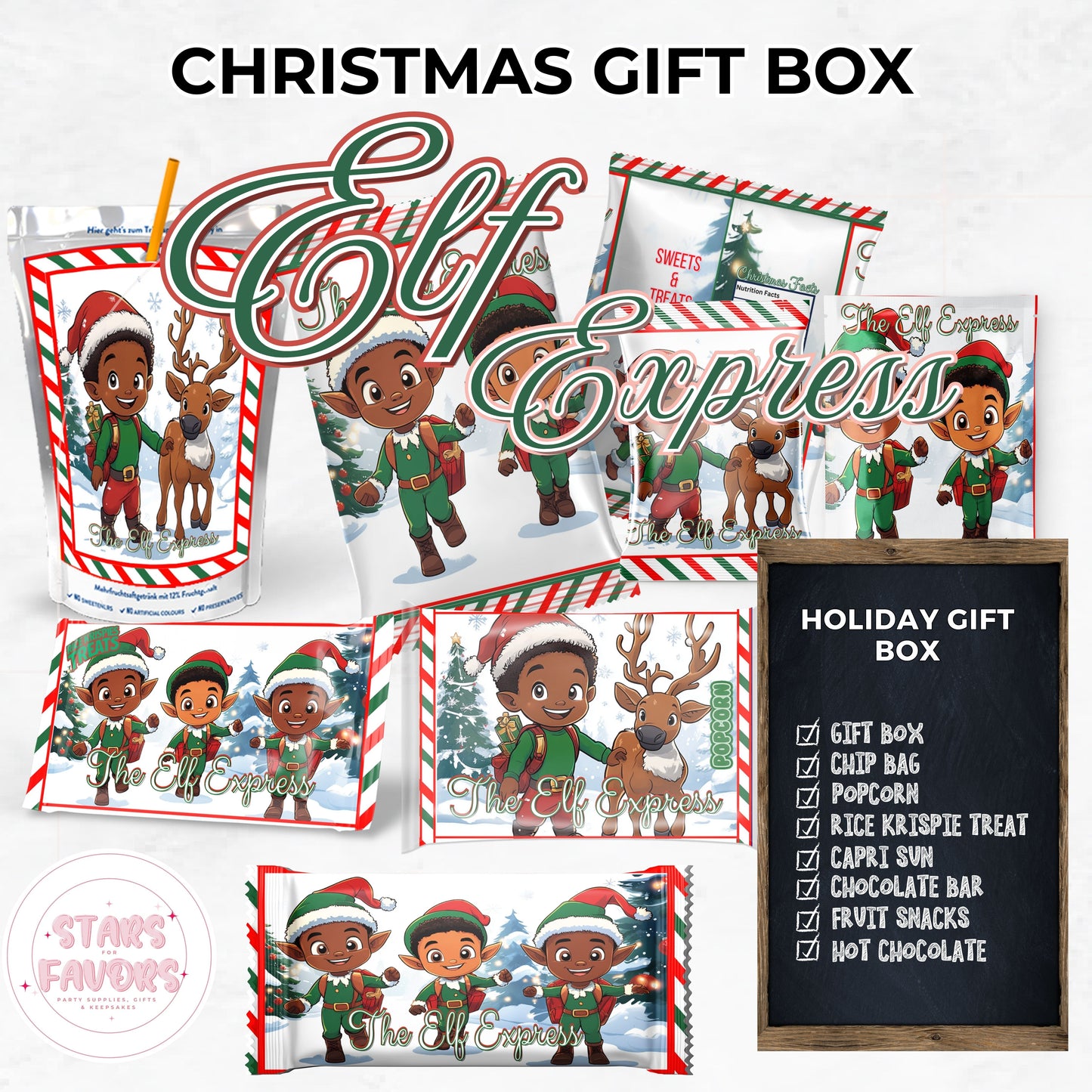 Elf Express Christmas Eve Gift Box African American Boy