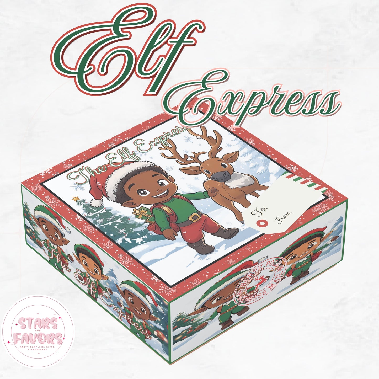 Elf Express Christmas Eve Gift Box African American Boy