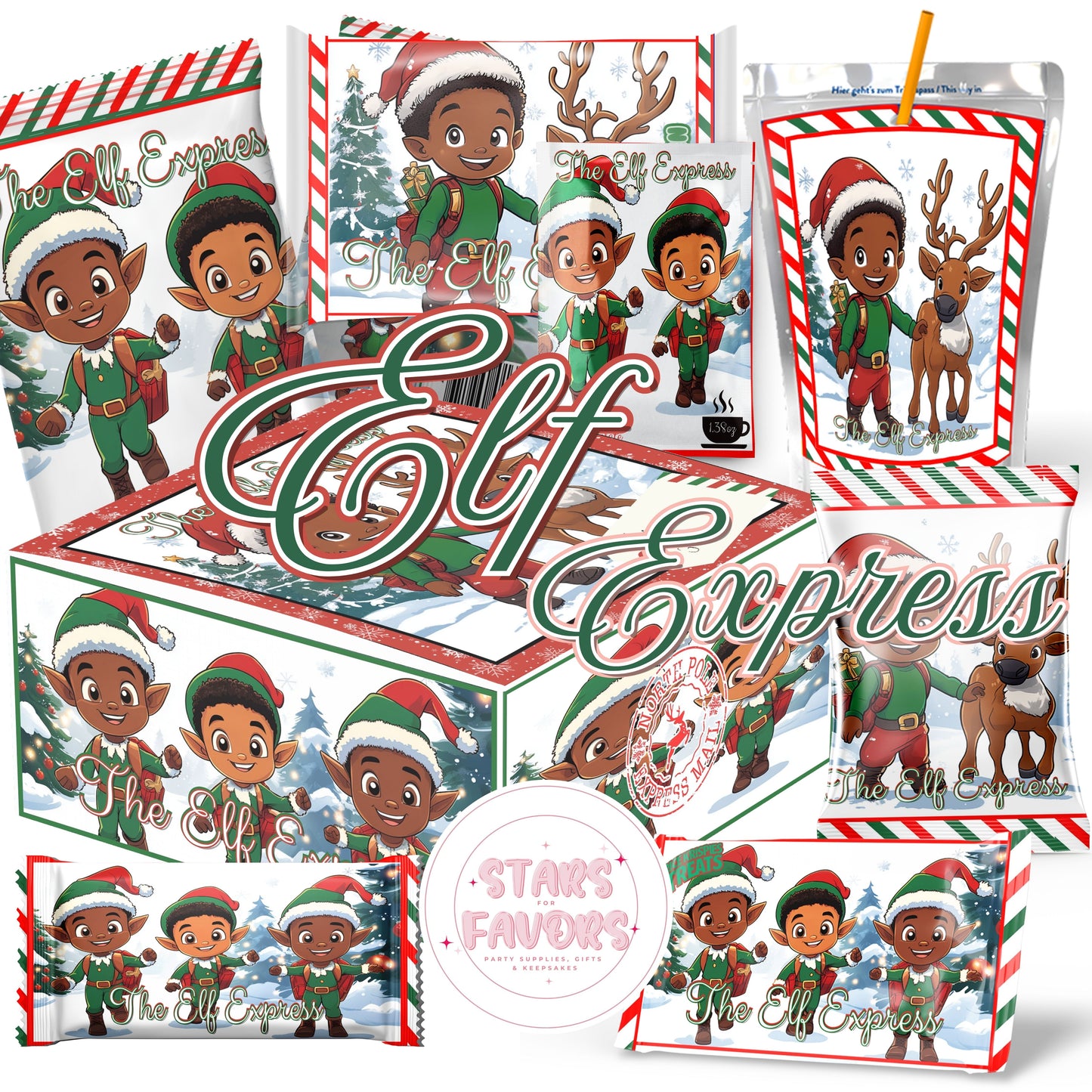 Elf Express Christmas Eve Gift Box African American Boy
