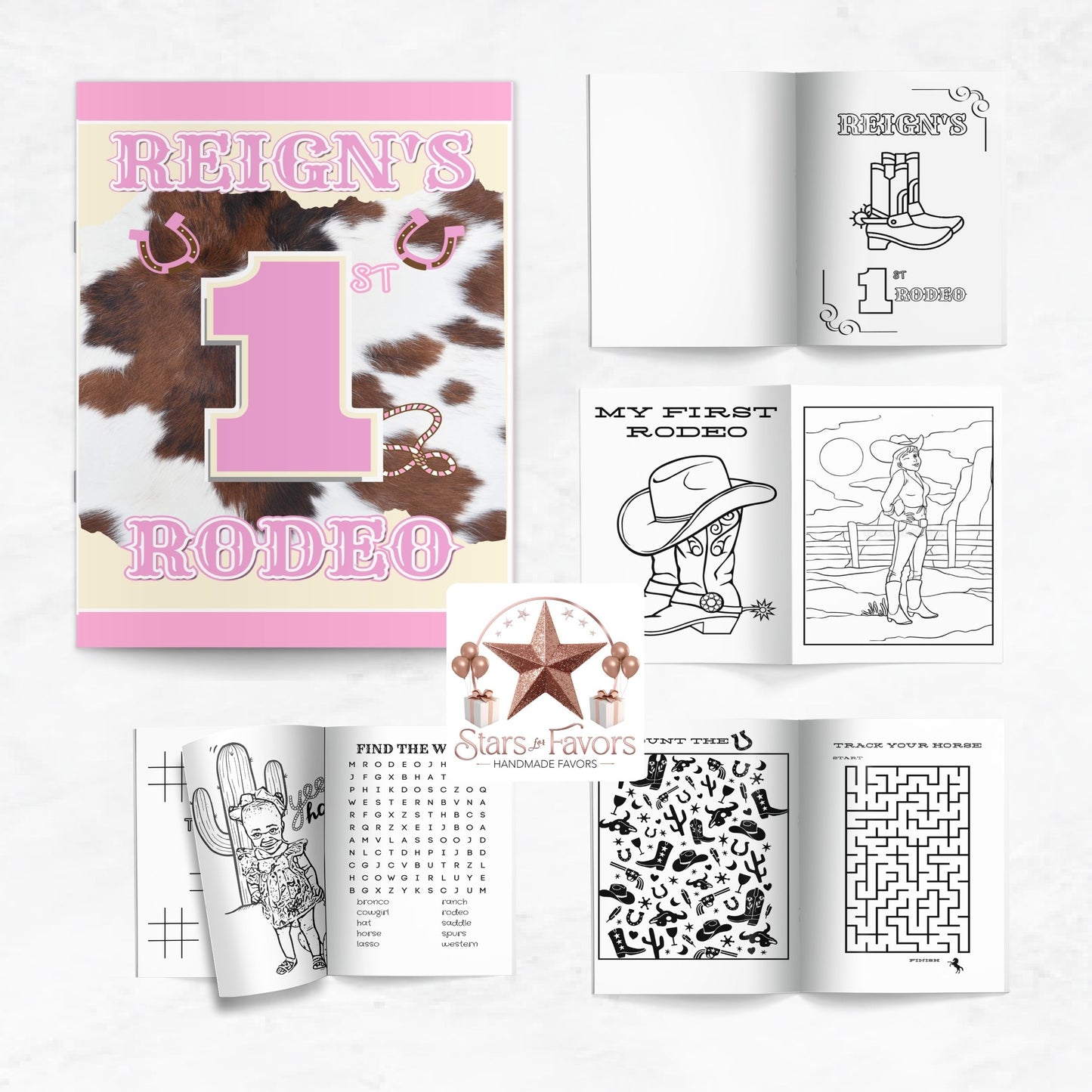Rodeo Coloring Book – Pink & Brown Cow Print
