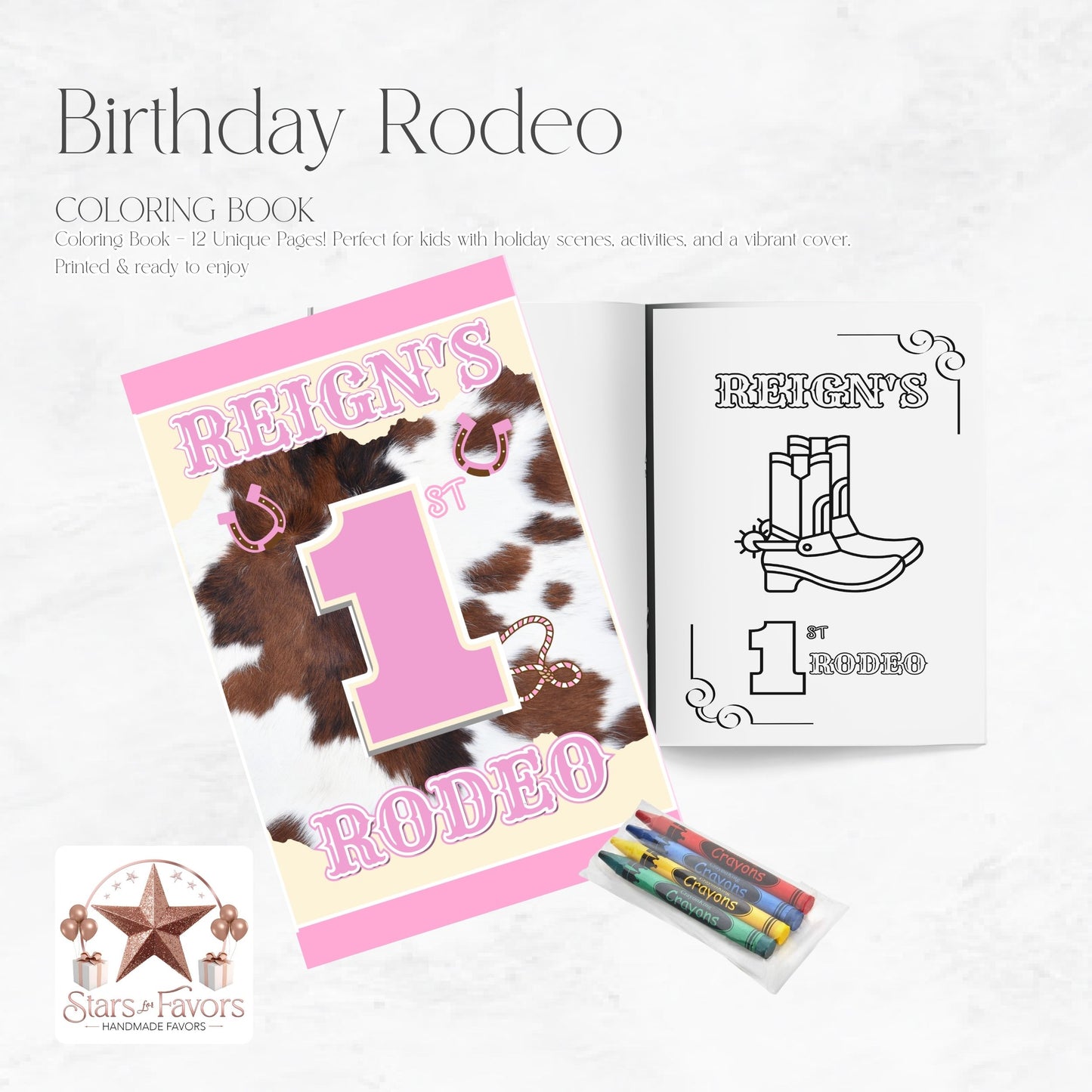 Rodeo Coloring Book – Pink & Brown Cow Print