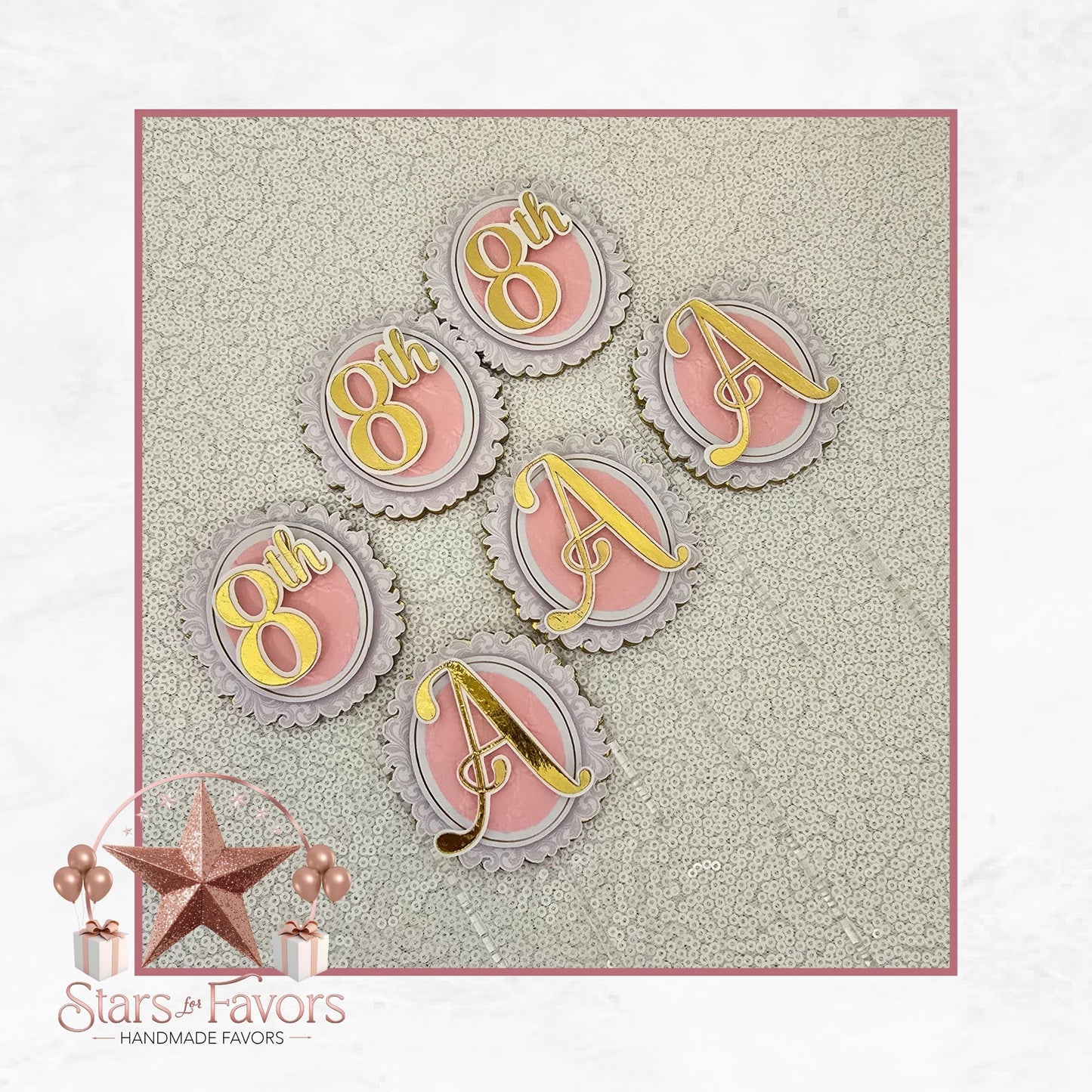 Pink Bows Cupcake Toppers