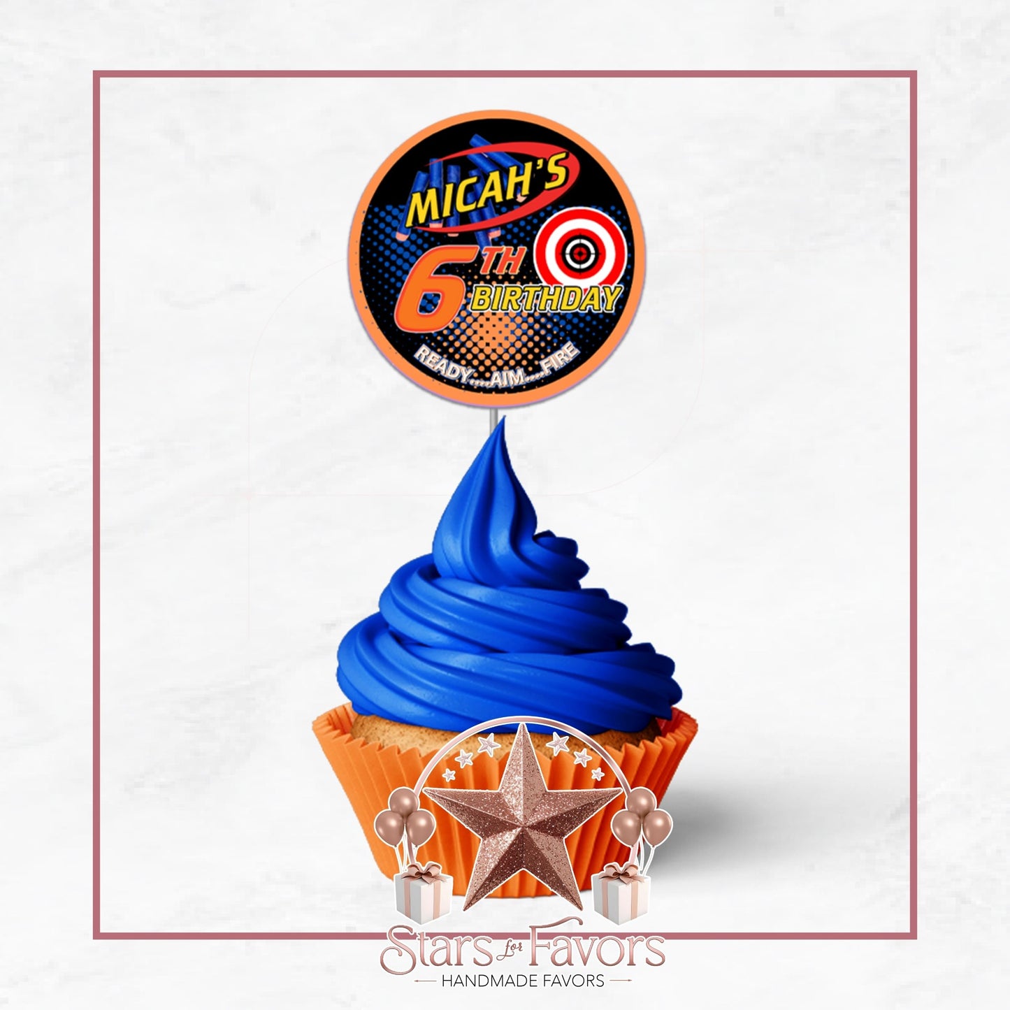 Nerf Ready Aim Fire Custom Cupcake Toppers