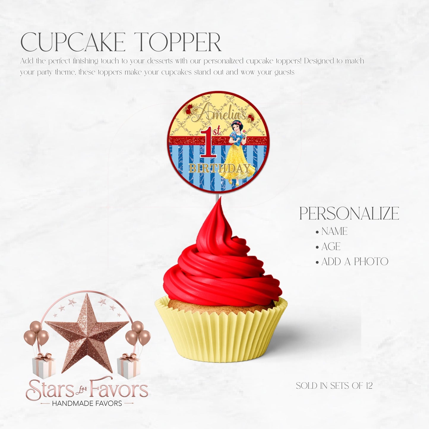 Snow White Cupcake Toppers