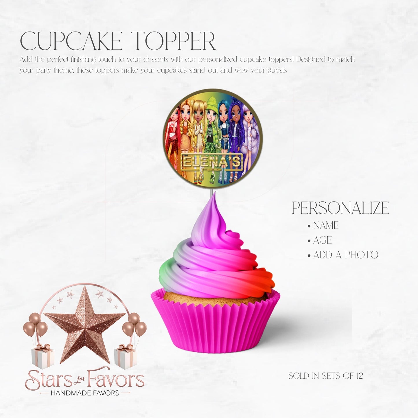 Rainbow High Dolls Cupcake Toppers