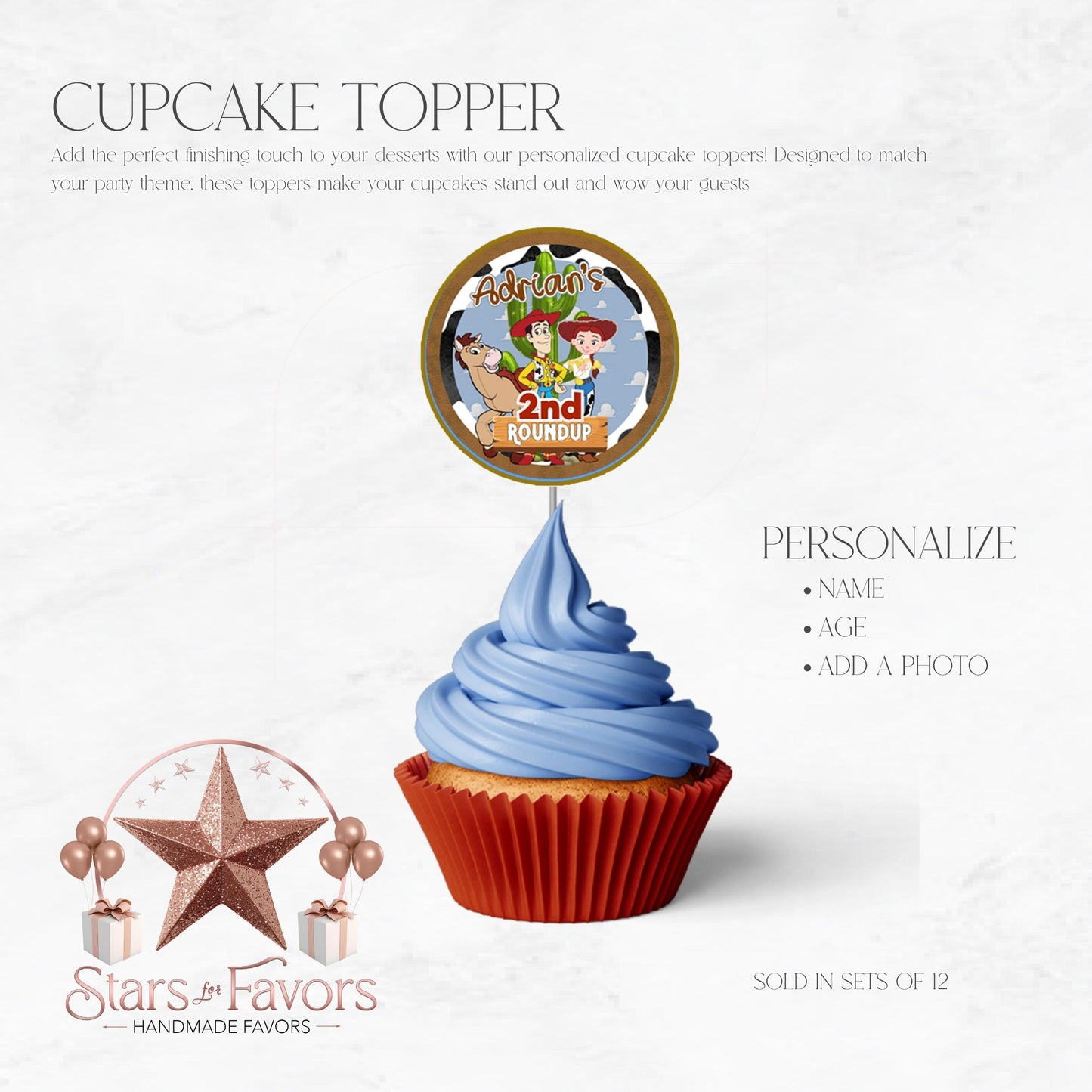 Toy Cowboy Roundup Cupcake Toppers