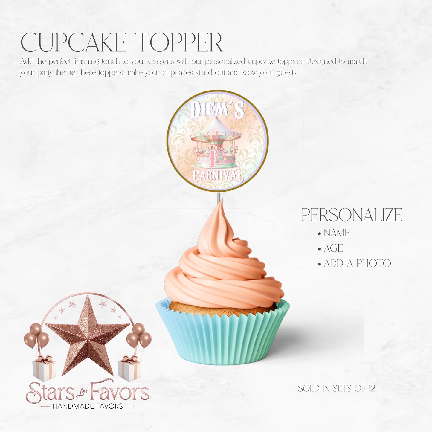 Pastel Carnival Cupcake Toppers