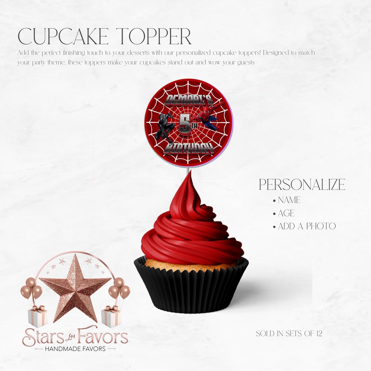 Spiderman Vs Venom Cupcake Toppers