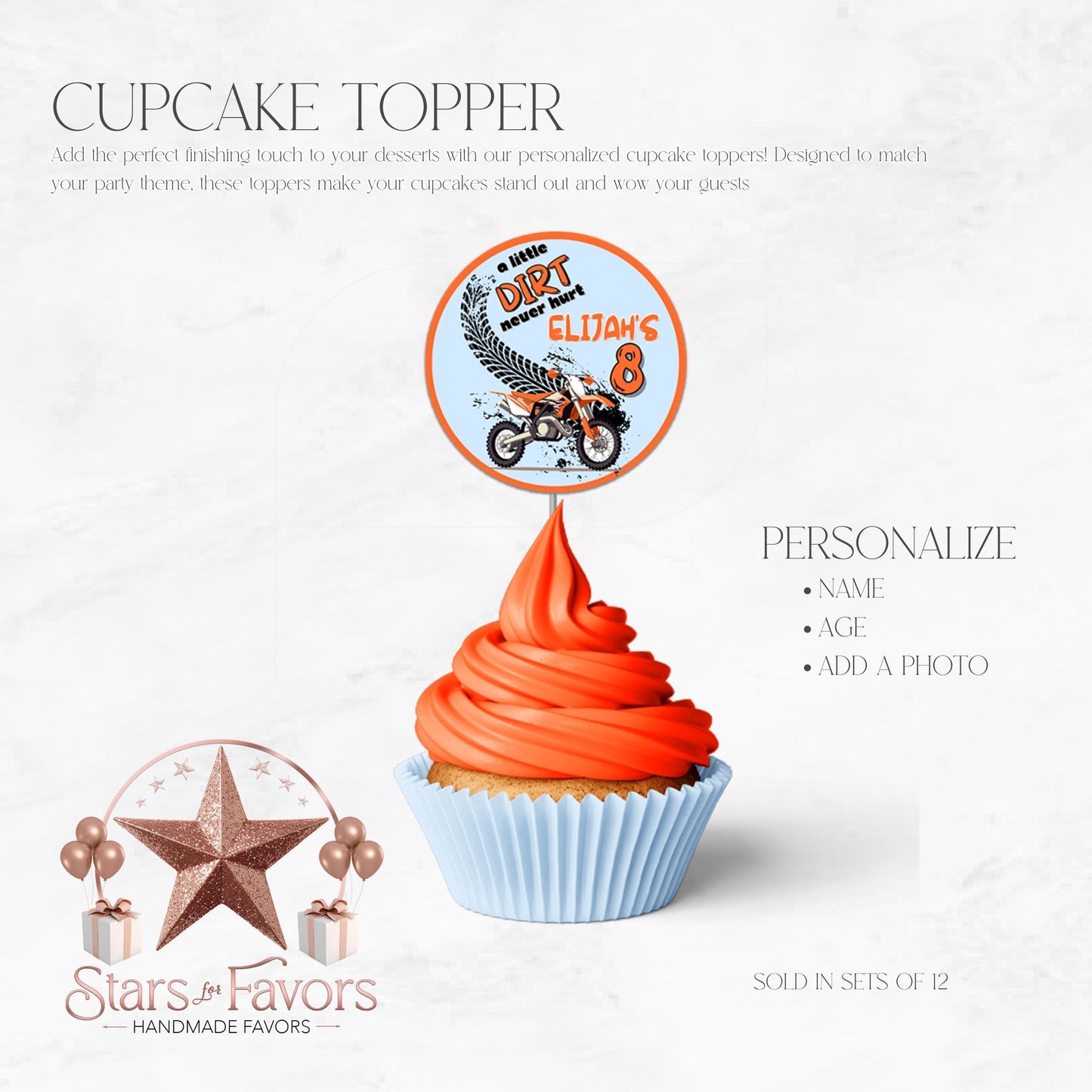 A Little Dirt Never Hurt Cupcake Toppers
