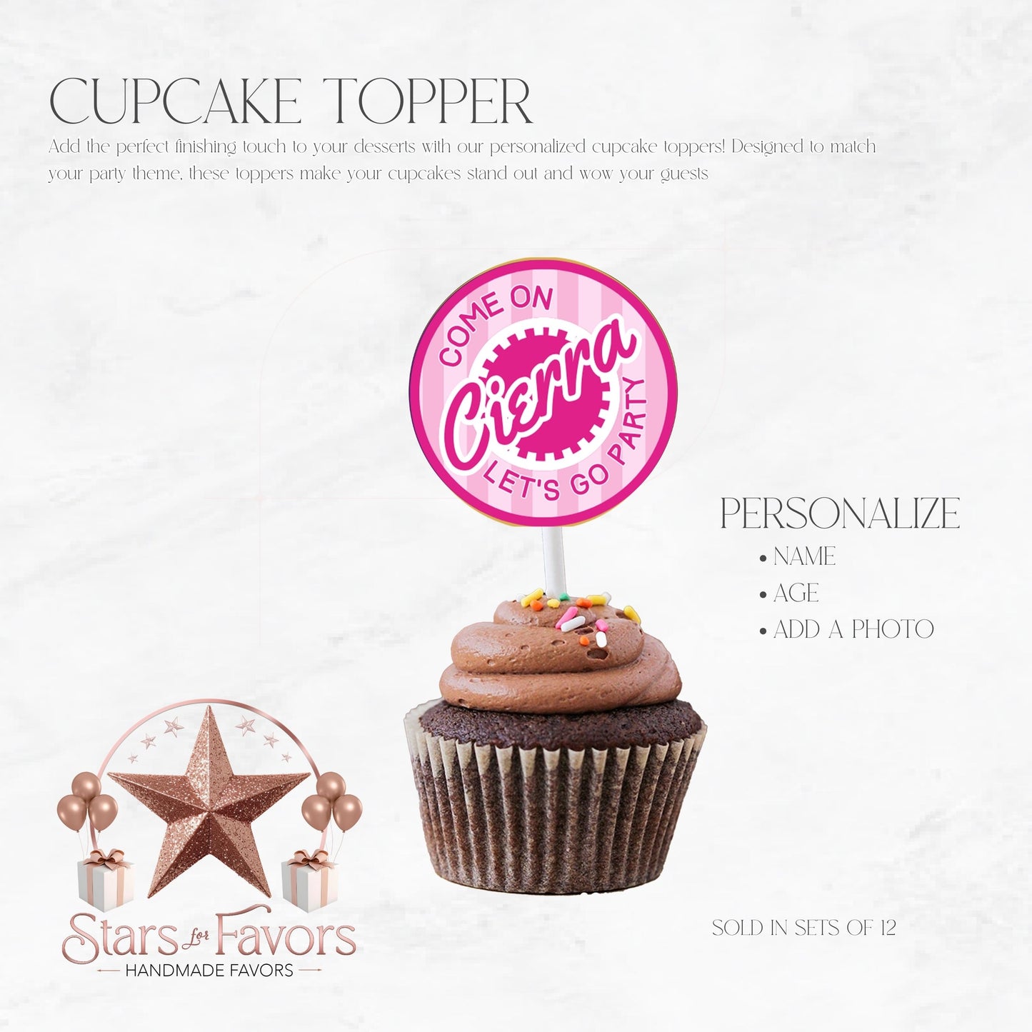 Come On Afro Barbie Cupcake Toppers