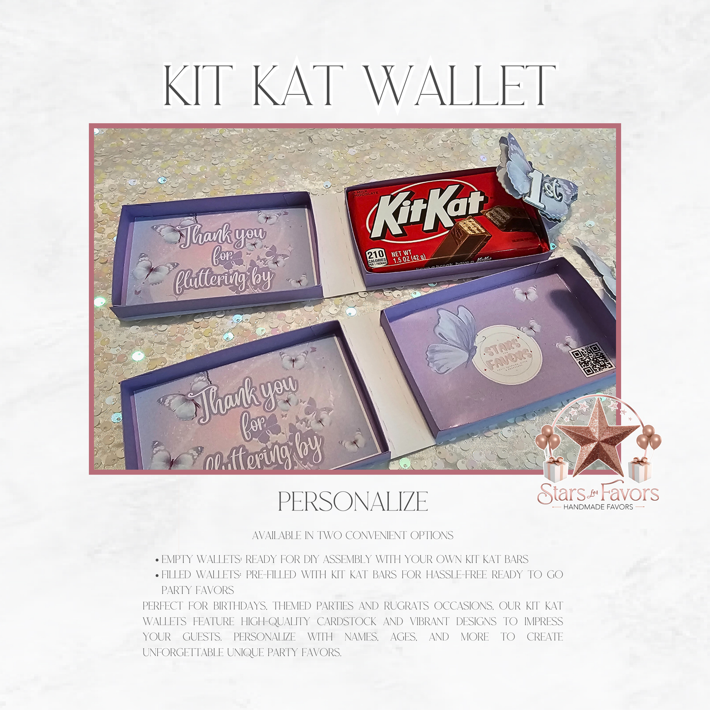 Butterfly Sparkle Lavender Kit Kat Wallet